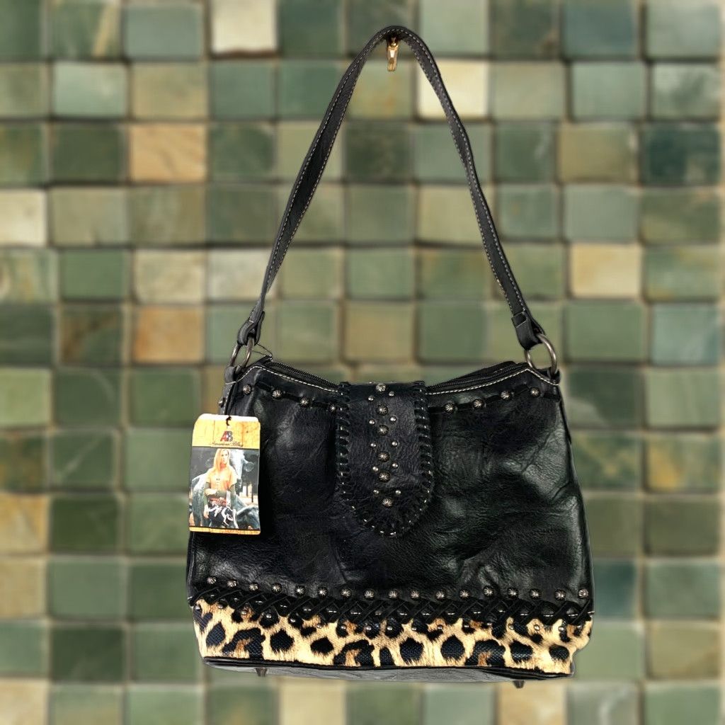 Vintage VINTAGE American Bling Shoulder Bag Purse Black Animal Print Concealed Carry NWT Size ONE SIZE - 1 Thumbnail