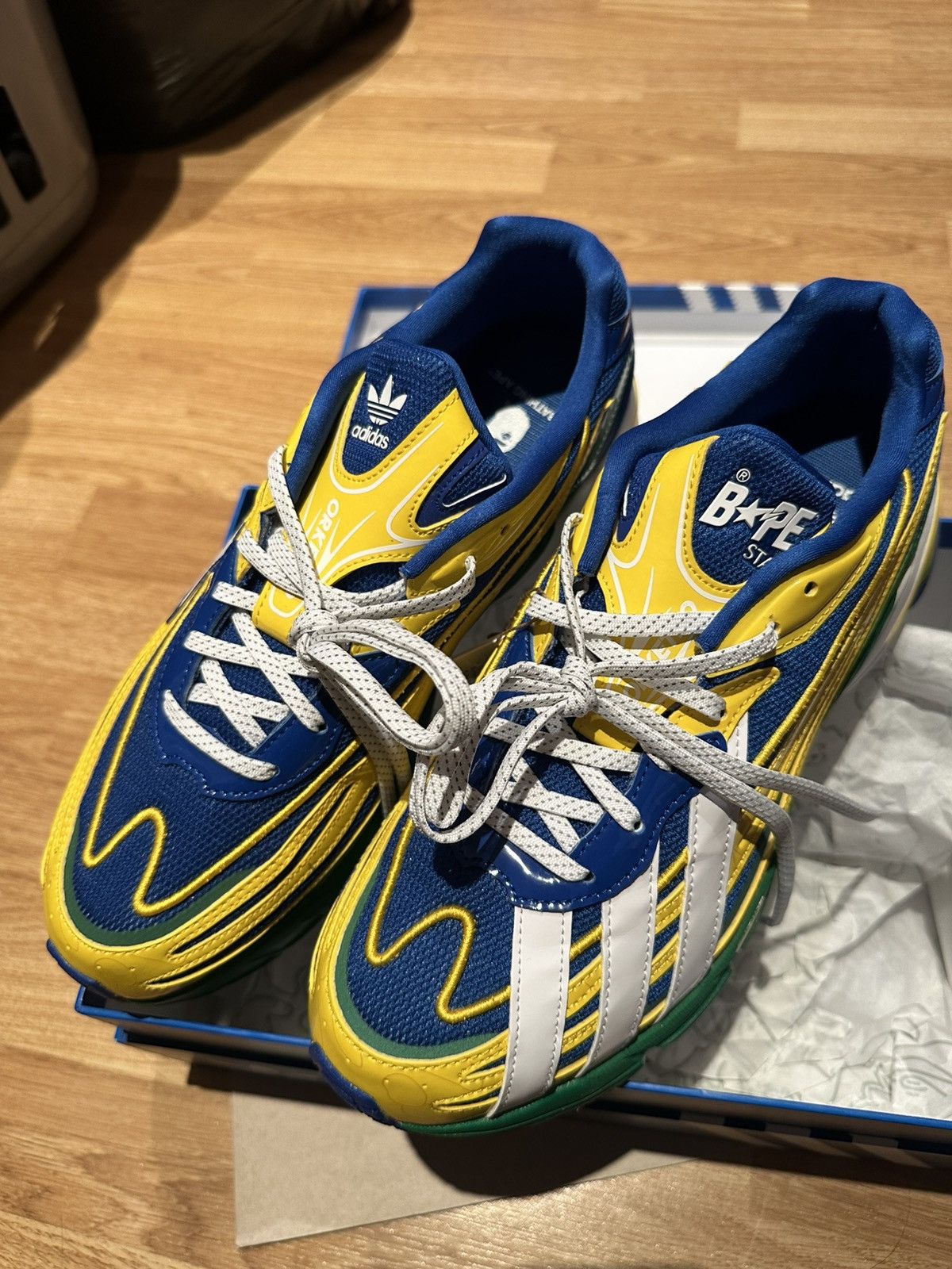 Adidas × Bape Adidas Orketro x BAPE Yellow Blue Green Size 9.5 JQ2398 Size US 10 / EU 43 - 6 Thumbnail