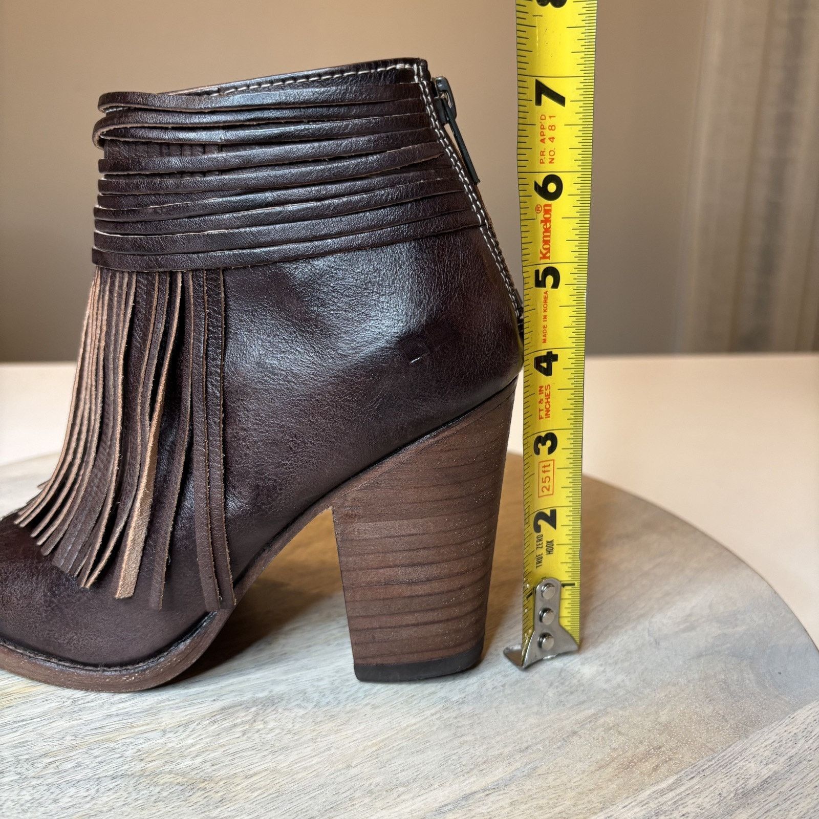 Bed Stu Bed Stu Onset Olivia Peep Toe Fringe Leather Booties Sz 6.5 Size US 6.5 / IT 36.5 - 12 Thumbnail