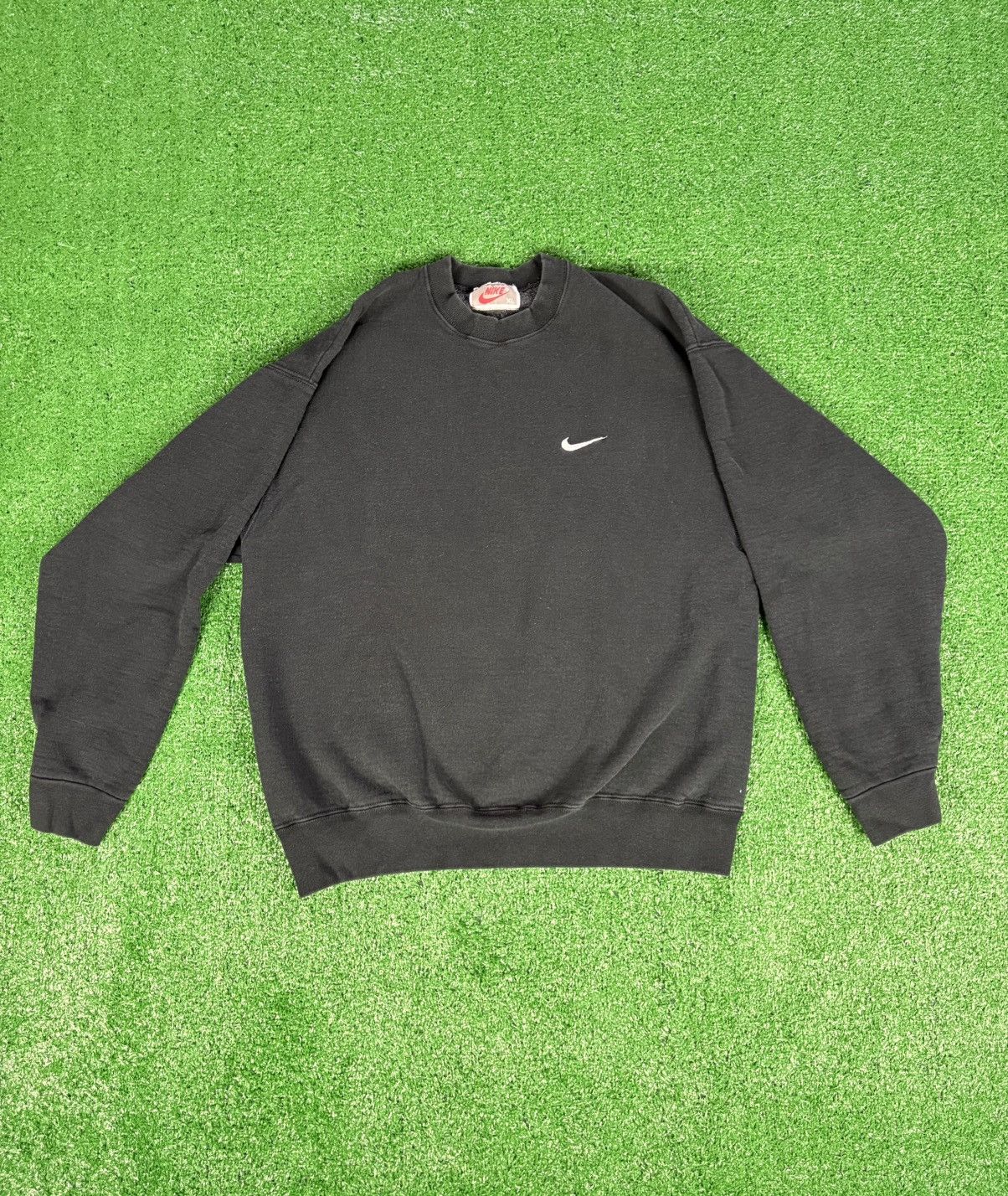Nike × Vintage Vintage 1980s Nike Black embroider swoosh crewneck Size US XL / EU 56 / 4 - 1 Thumbnail