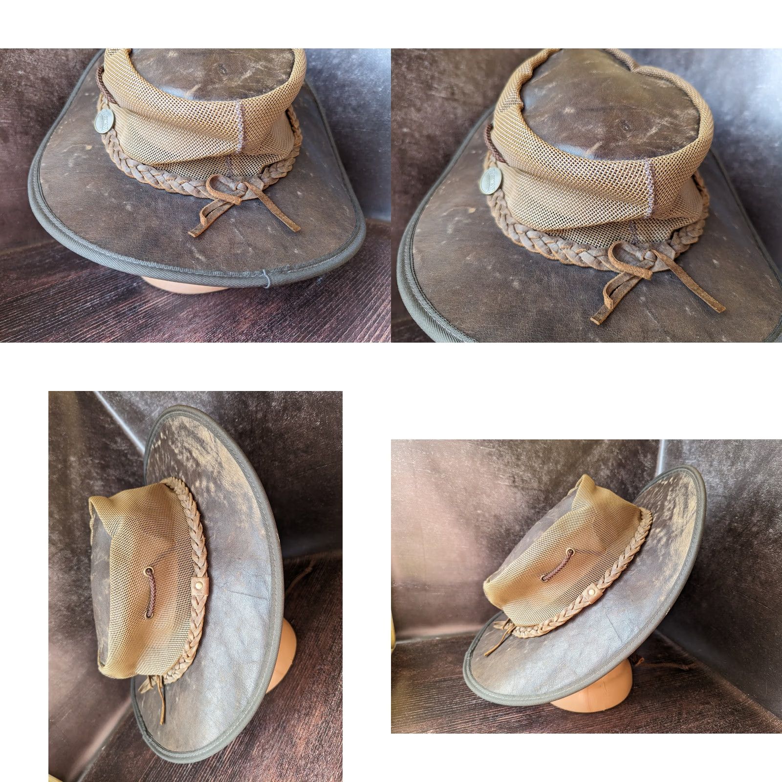 KangaROOS Barmah Australia Cowboy Leather Hat Size XXL Men Brown Kangaroo Leather Barmah Cowboy Hat Western Theme Wool? Size ONE SIZE - 8 Thumbnail