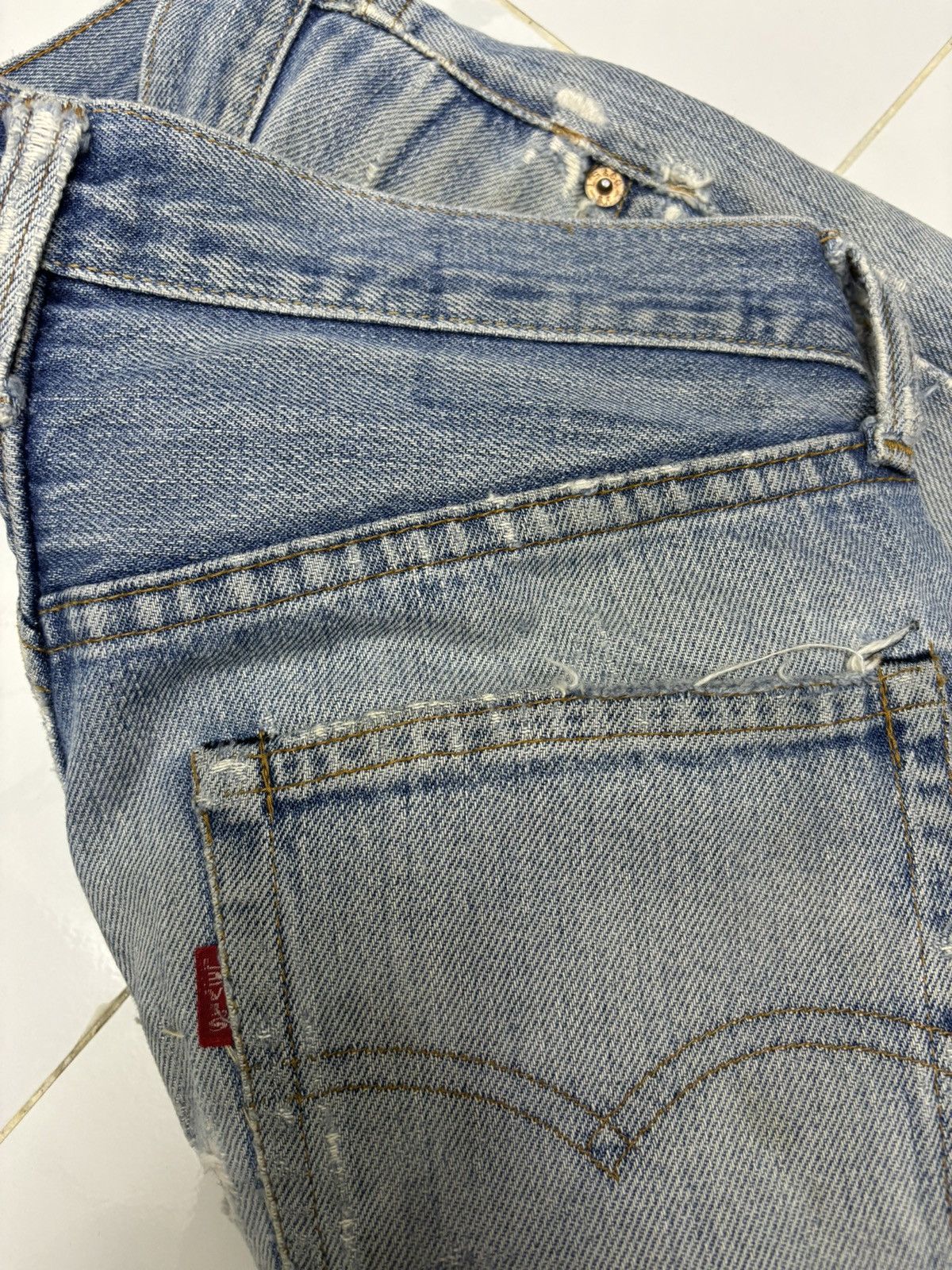 Levi's 🔥LEVIS 501 BUTTON 6 SELVEDGE DISTRESS DENIM BORO SASHIKO Size US 29 - 13 Thumbnail