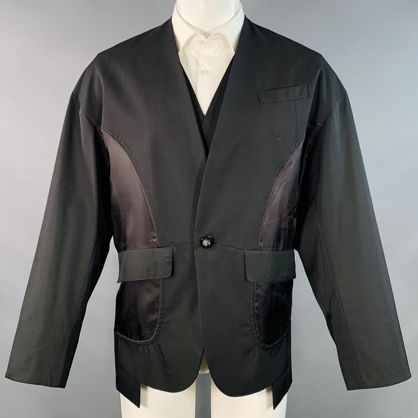 Other 36 Black Wool Polyester Oversized Layered Floating Vest Size US M / EU 48-50 / 2 - 1 Thumbnail