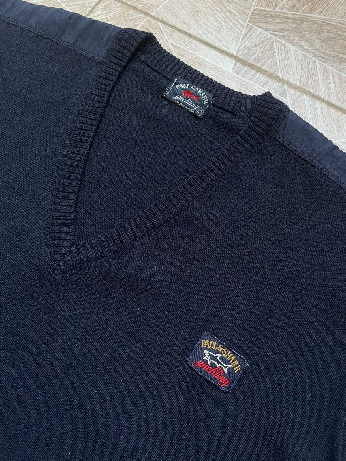 Paul & Shark × Vintage Vintage 90s Italy Designer Paul Shark Yachting Logo Sweater Size US XL / EU 56 / 4 - 2 Thumbnail