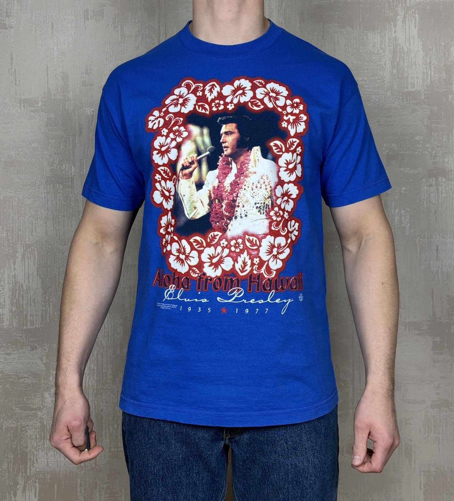 Vintage Vintage Elvis Presley Aloha from Hawaii Ringer T-shirt 00's Size US L / EU 52-54 / 3 - 2 Thumbnail
