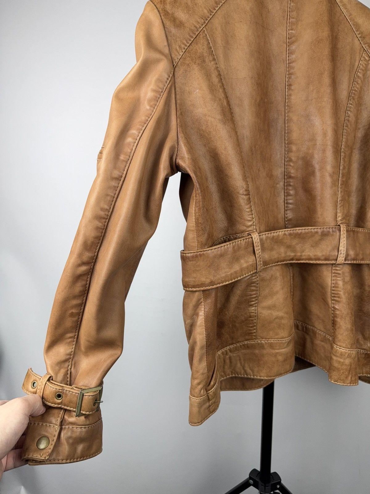 Japanese Brand 00s Leather Safari Biker Moto Jacket Tan Brown Vintage Size M / US 6-8 / IT 42-44 - 20 Thumbnail
