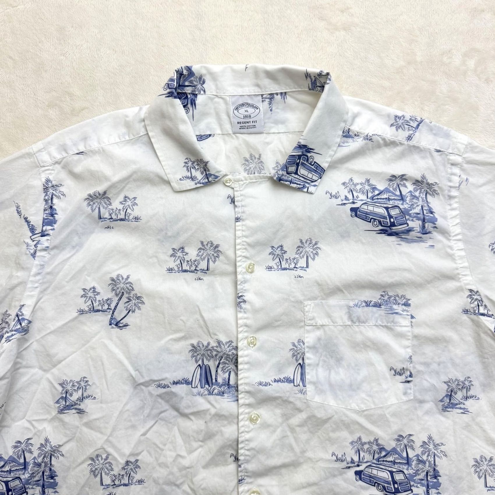 Brooks Brothers VINTAGE Brooks Brothers Shirt Mens XL White Blue Hawaiian Beach Print Button Front Size US XL / EU 56 / 4 - 2 Thumbnail