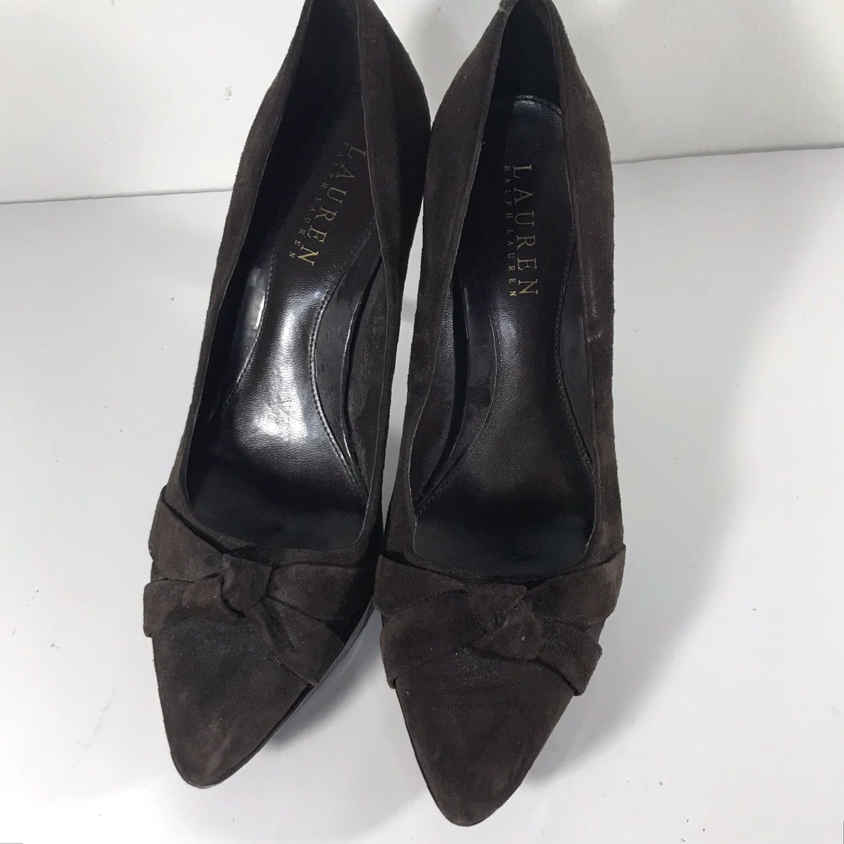 Ralph Lauren Lauren Ralph Lauren Suede Heels Women Size 8M Platform 1in 4.5in Block Heel Brown Formal Size US 8 / IT 38 - 2 Thumbnail