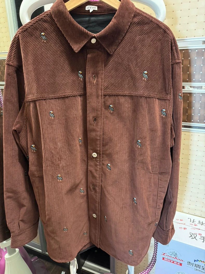 LOEWE Pearl chicken embroidered loose long sleeve shirt