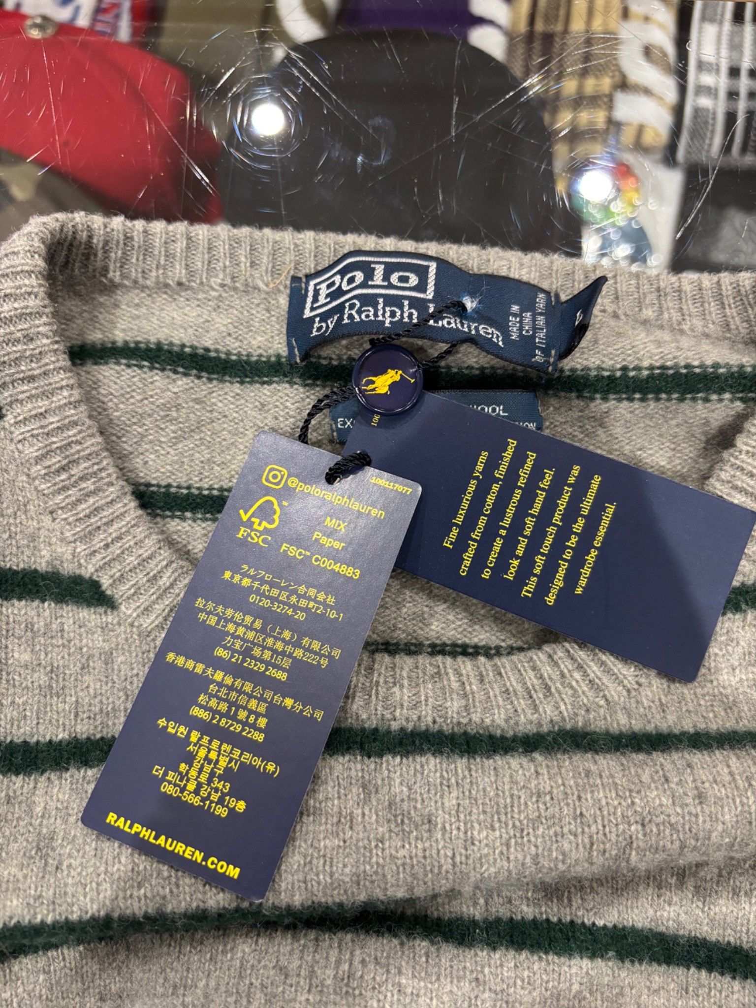 Ralph Lauren Polo Ralph Lauren Y2K Grey Striped Crewneck Size US L / EU 52-54 / 3 - 8 Thumbnail