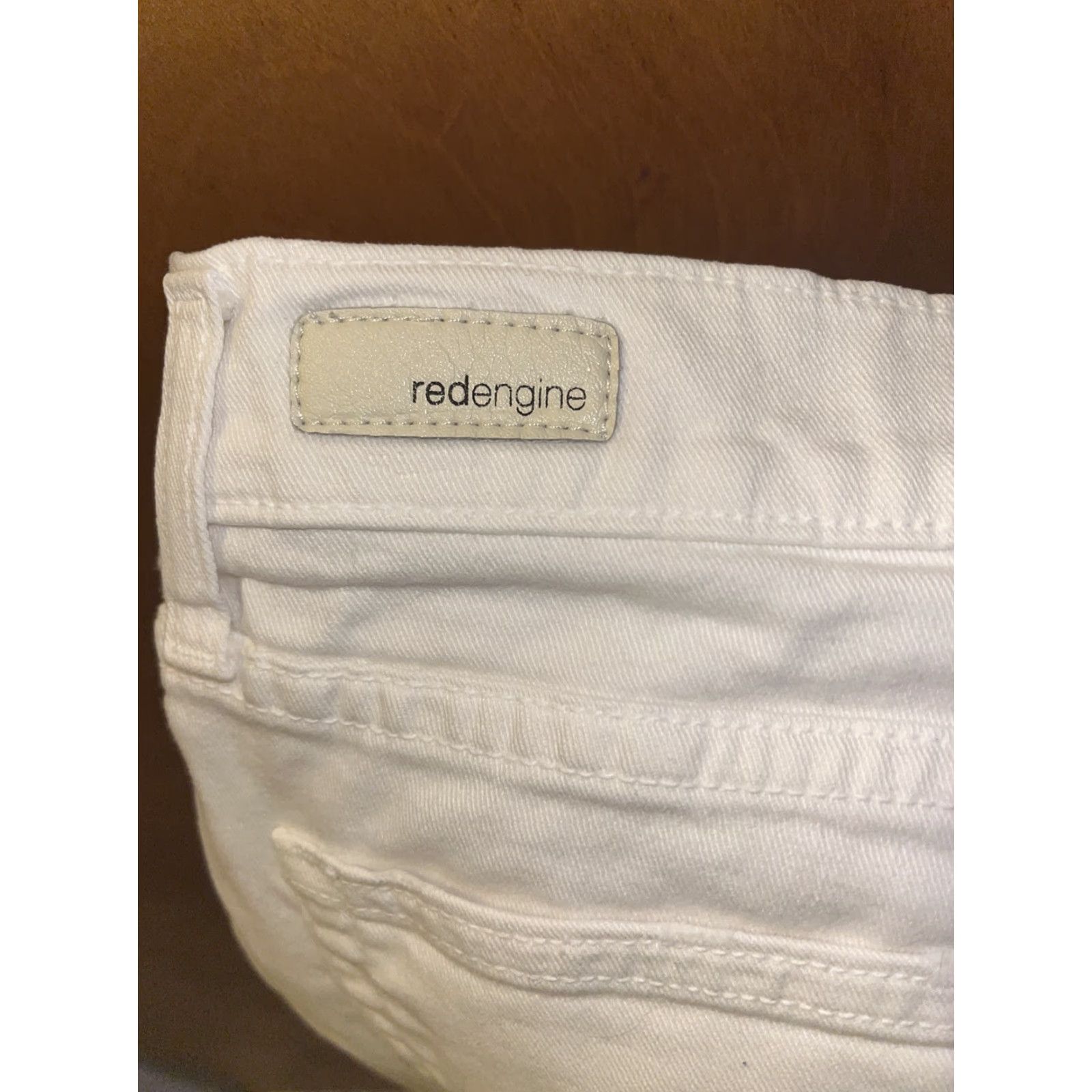 Denime VINTAGE Red Engine (Hotrod) Skinny Boyfriend Crop Jeans Shirt? Size 42" / US 20 - 7 Thumbnail