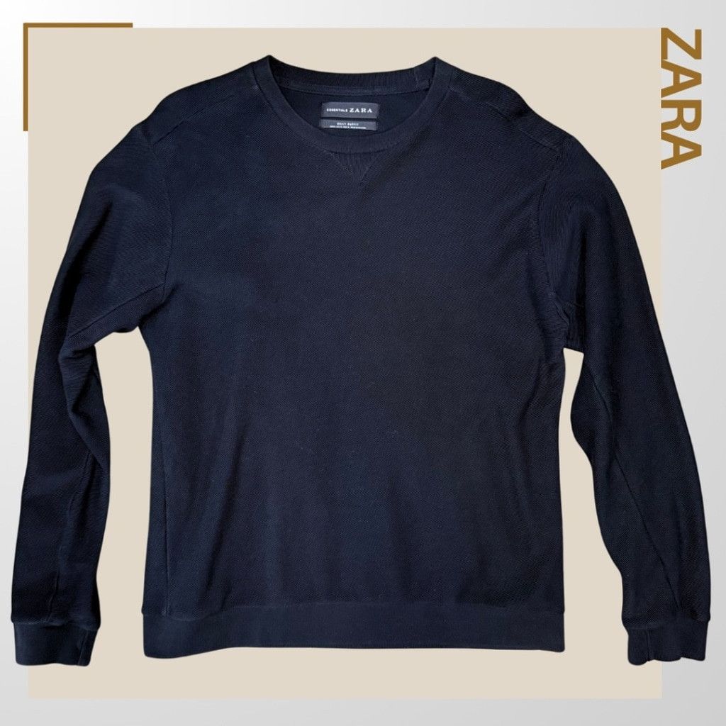 Zara Men s Ribbed Sweatshirt in Black XL