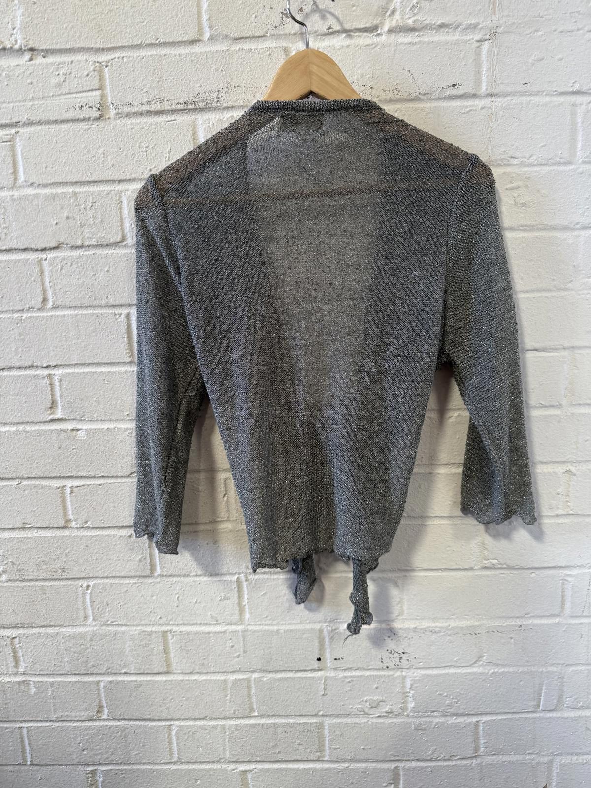 Designer Apricot Women's Gray Open Front Cardigan Sweater Medium Size M / US 6-8 / IT 42-44 - 4 Thumbnail