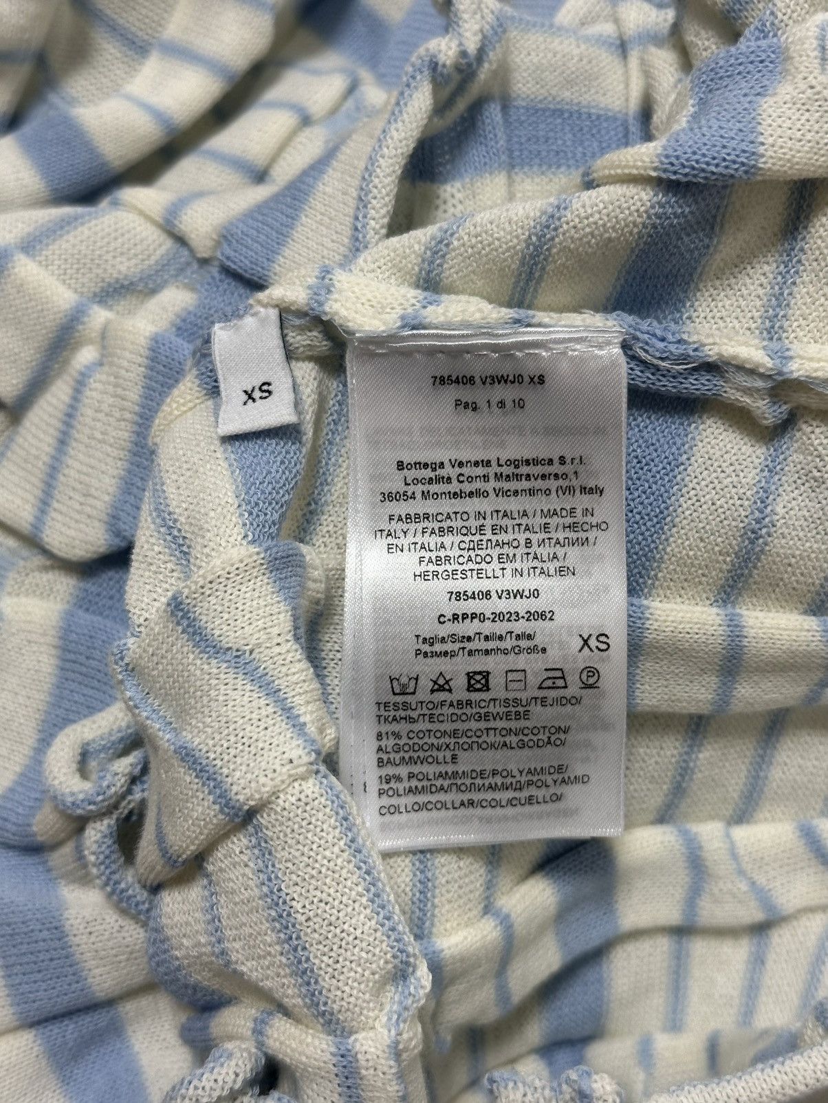 Bottega Veneta BOTTEGA VENETA S/S 2023 Distorted Stripe Cotton Polo Shirt Size XS / US 0-2 / IT 36-38 - 6 Thumbnail