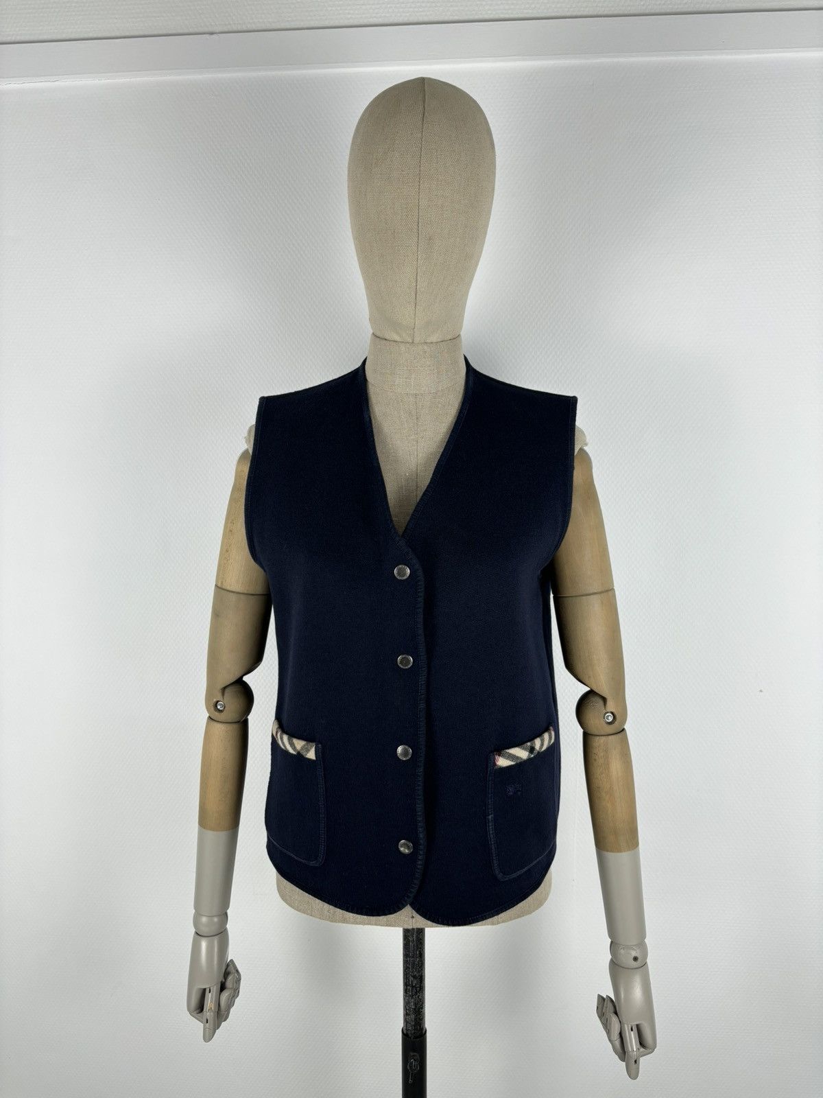 Burberry × Burberry Prorsum VTG 90s BURBERRY London "New Towey" Wool Nova Check Navy Vest Gilet Waistcoat 44 Size M / US 6-8 / IT 42-44 - 2 Thumbnail