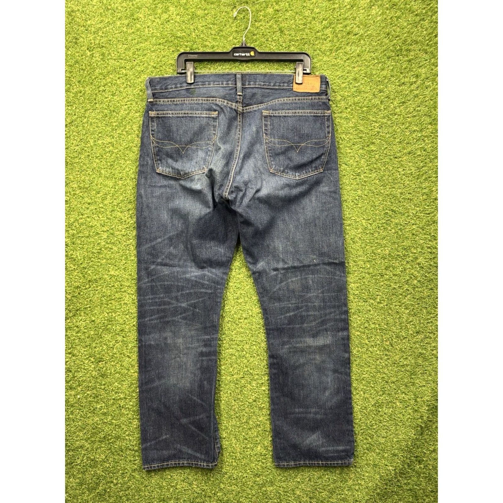 Polo Ralph Lauren Polo Ralph Lauren Hampton Jeans Mens 36x32 Straight Distressed Dark Wash Denim Blue 90s Preppy Baggy Relaxed 5-Pocket Mens City: Mexico Size US M / EU 48-50 / 2 - 2 Thumbnail