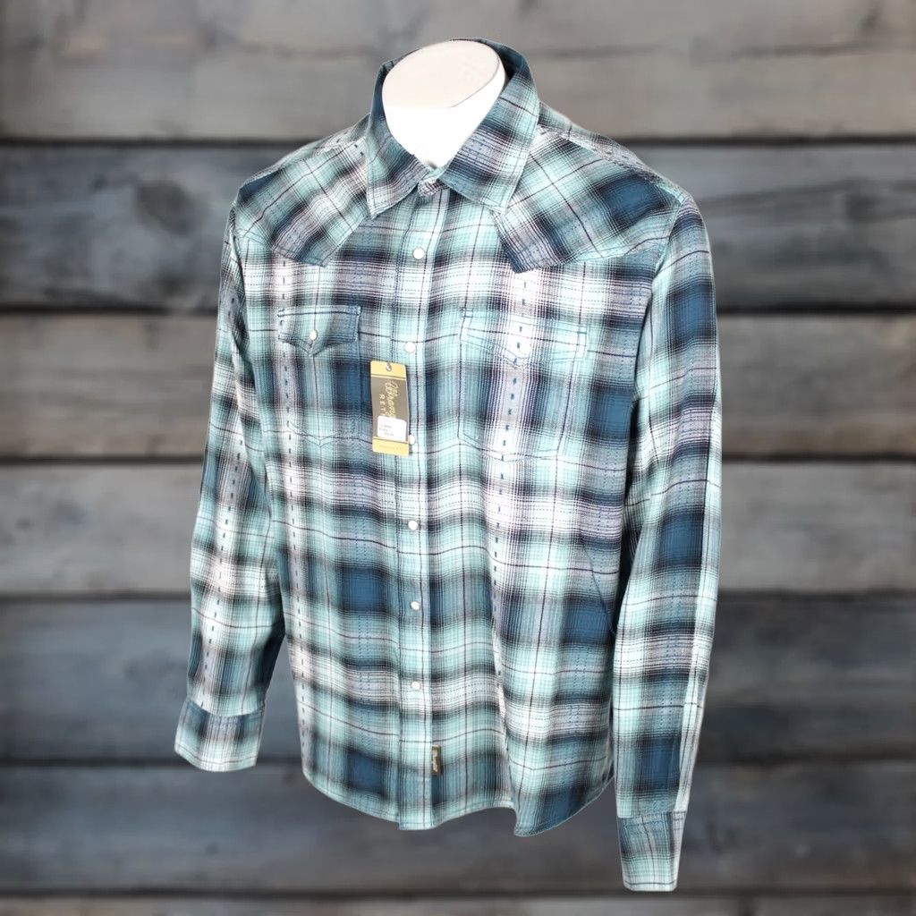 Wrangler VINTAGE Wrangler Retro Premium Men's Western Snap Shirt Long Sleeve XXL Blue Plaid Size US XXL / EU 58 / 5 - 1 Thumbnail