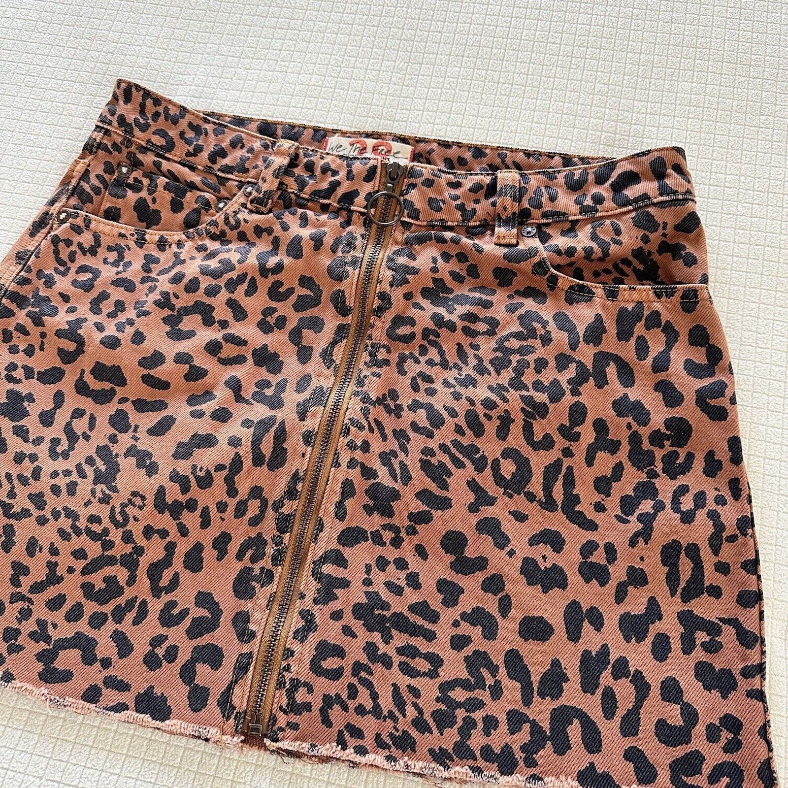 Free People Free People We The Free Leopard Denim Mini Skirt Size 28 Size 28" / US 6 / IT 42 - 5 Thumbnail