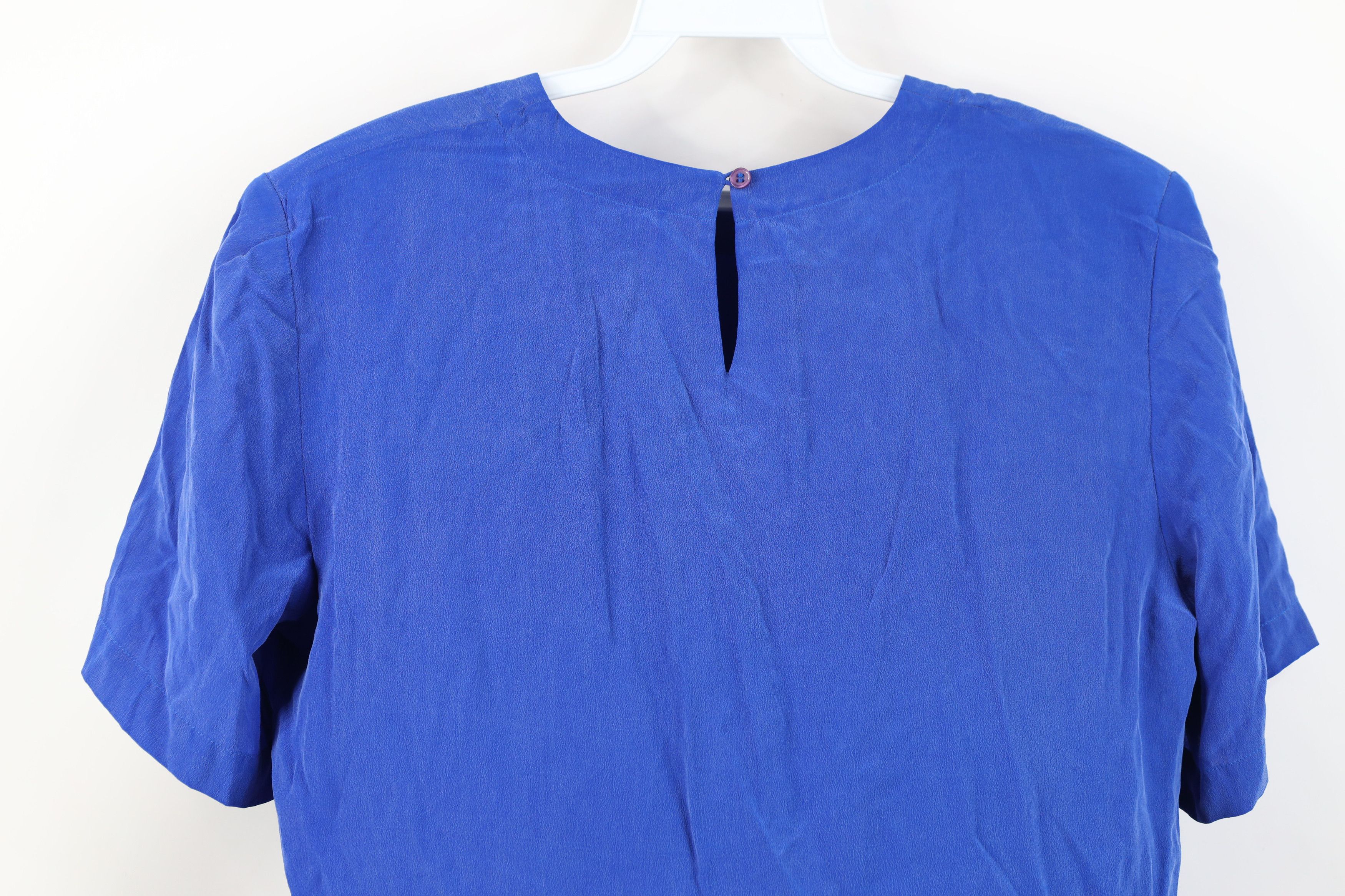 Vintage Vintage 90s Streetwear Blank Silk Short Sleeve Shirt Blue Size L / US 10 / IT 46 - 11 Thumbnail
