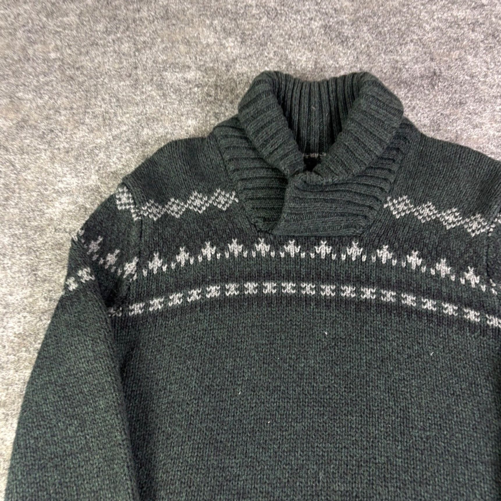 American Eagle Outfitters American Eagle Mens Small Green Fair Isle Shawl Collar Sweater Athletic Fit Size US S / EU 44-46 / 1 - 5 Thumbnail