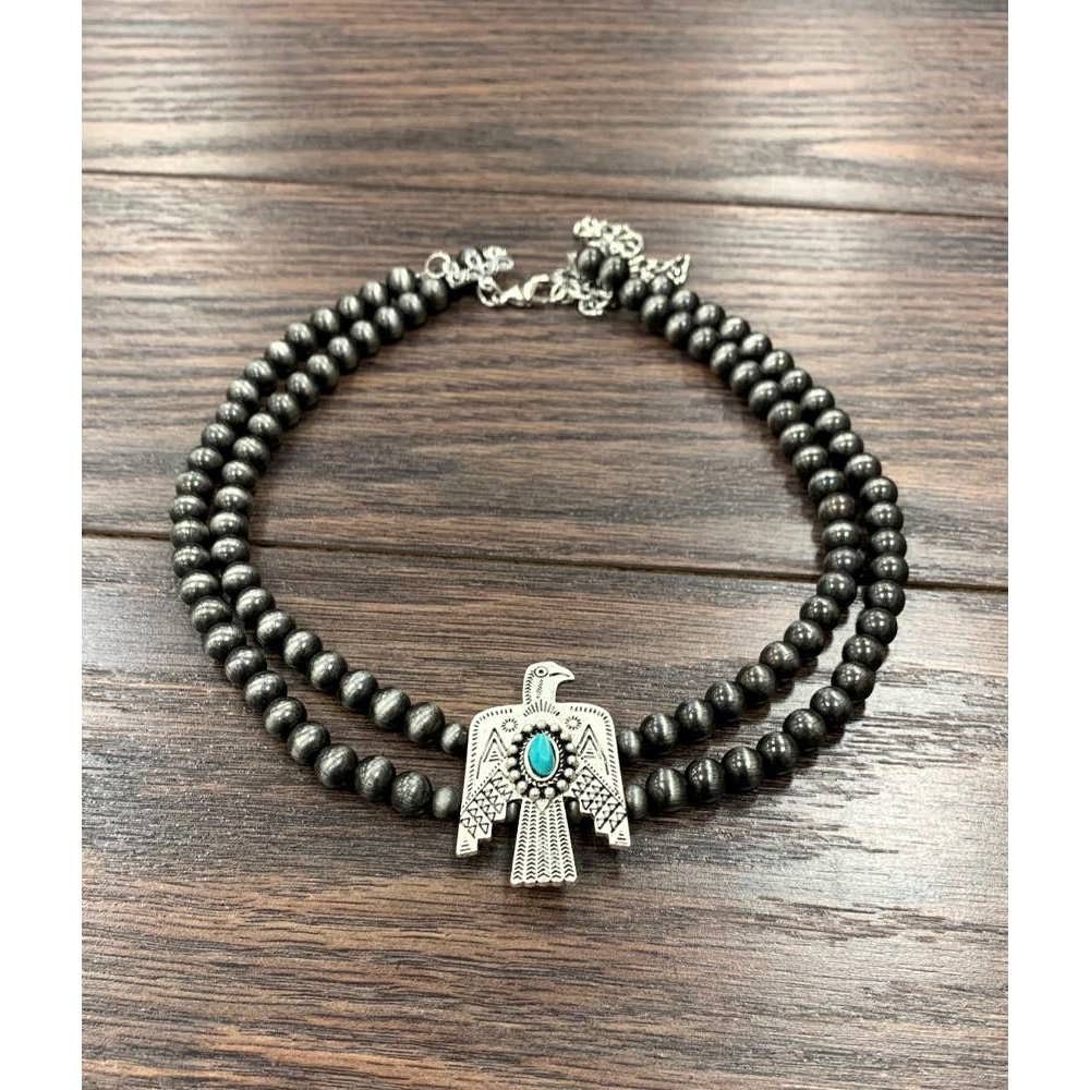 Other Handmade Navajo Bead Thunderbird Necklace, Turquoise 16 Inch Size ONE SIZE - 2 Thumbnail