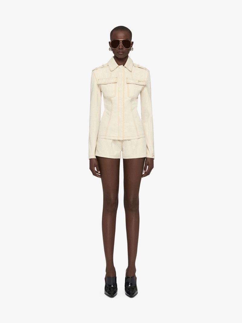 Givenchy o1w1db10326 Lace Up Denim Jacket in Ivory Size M / US 6-8 / IT 42-44 - 2 Thumbnail