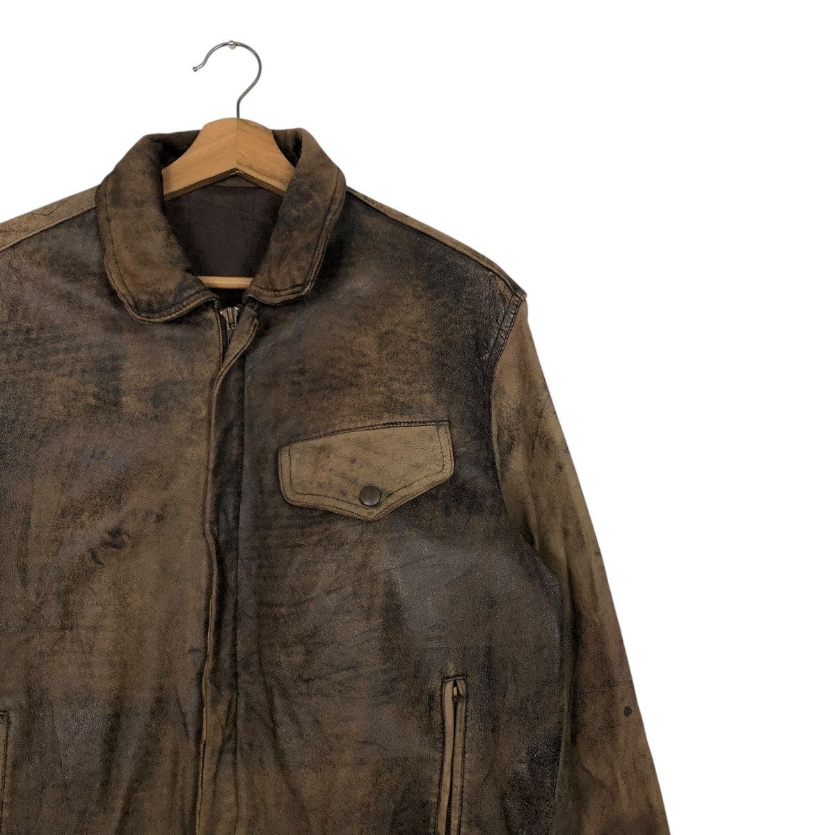 Japanese Brand 🔥VINTAGE FLY BOMBER LEATHER JACKET ROBO MILANO ISSEY MIYAKE Size US M / EU 48-50 / 2 - 8 Thumbnail
