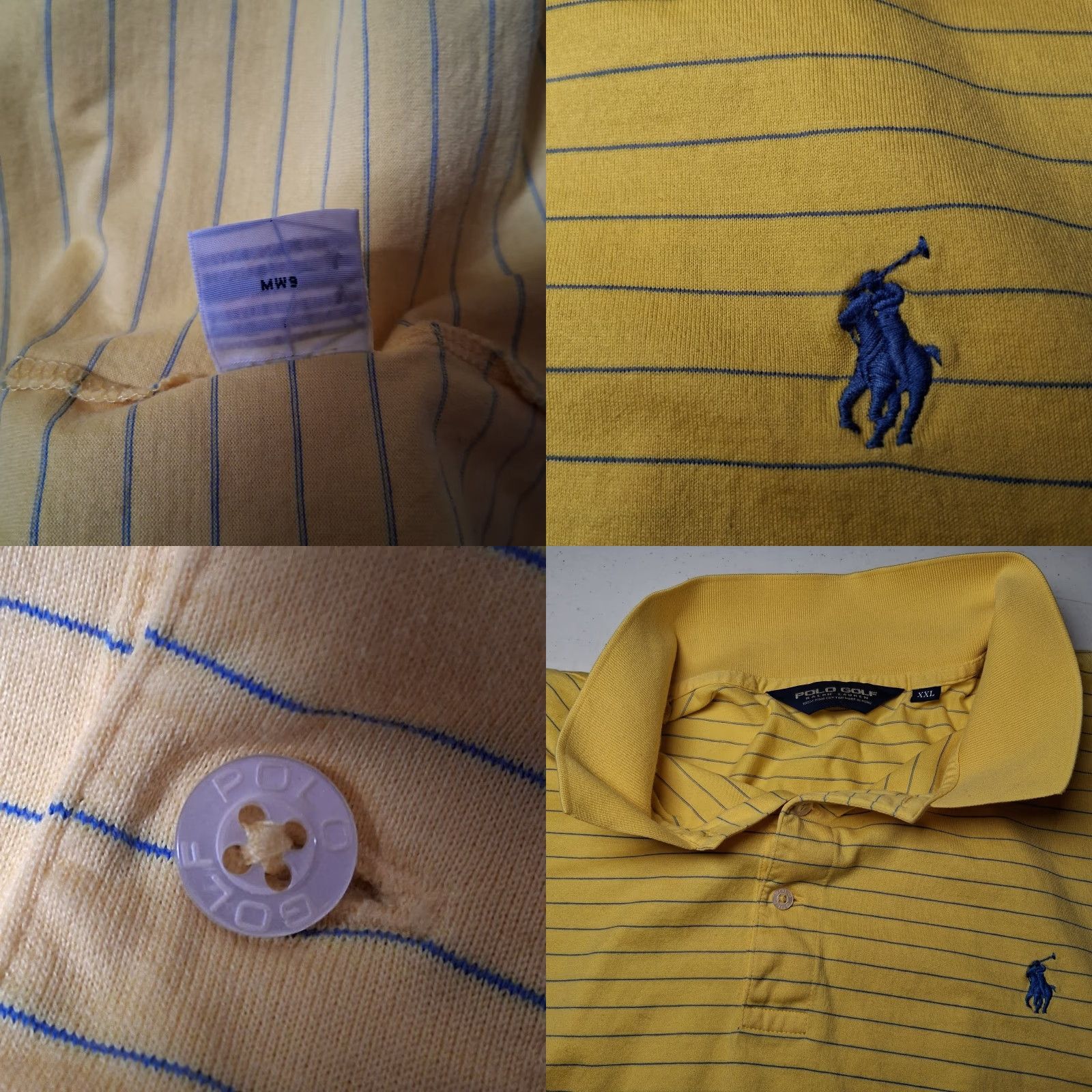 Vintage Polo Golf Shirt Men XXL Yellow Blue Striped Pony Logo Golfing Shirt Mens XXL Yellow Striped Polo Shirt Size US XXL / EU 58 / 5 - 8 Thumbnail