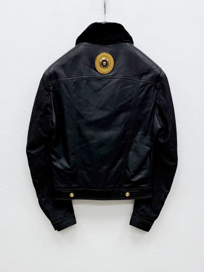 Versace Versace Denim sleeve patchwork leather jacket men's jacket Size US S / EU 44-46 / 1 - 5 Thumbnail