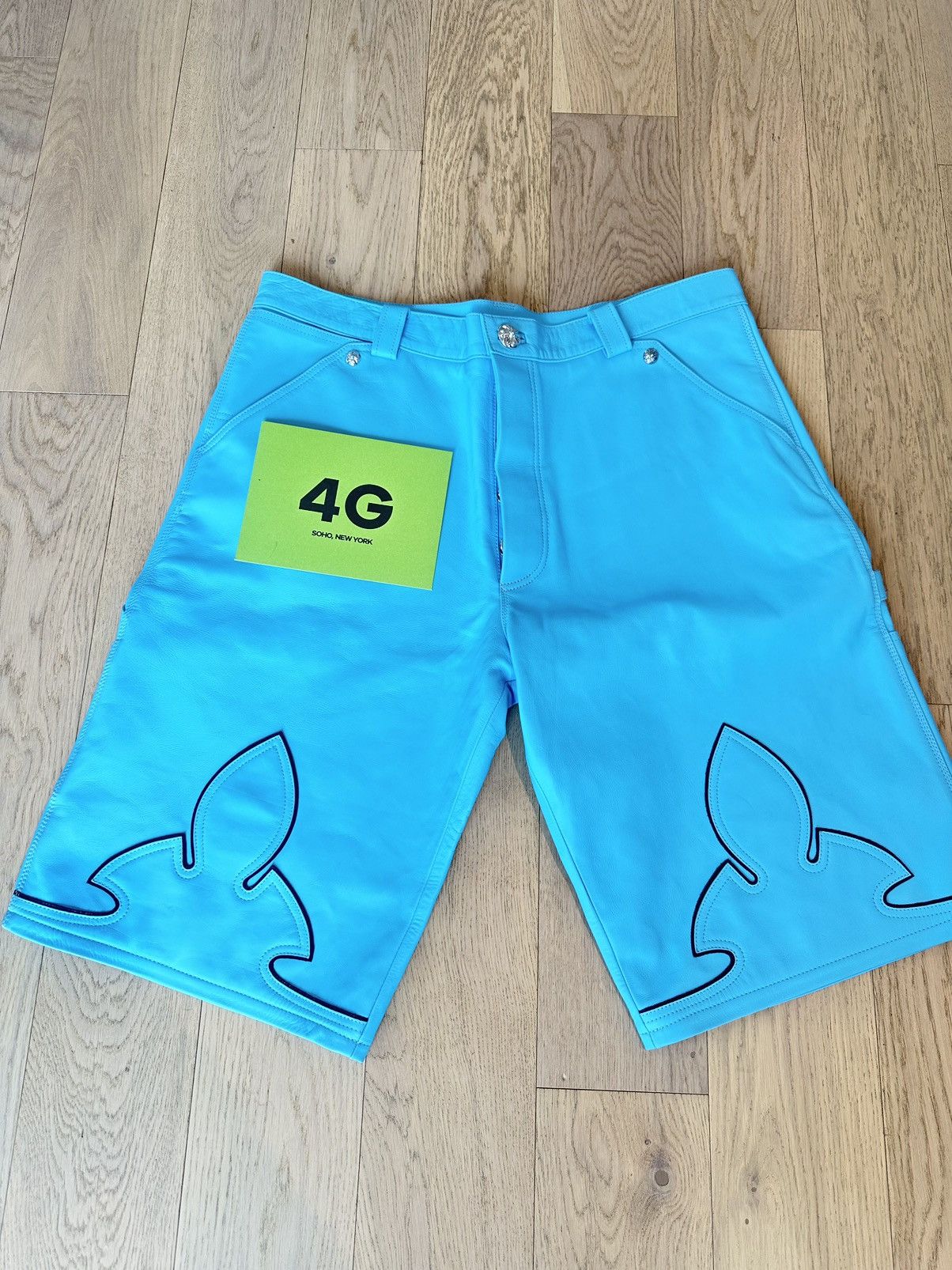 Chrome Hearts CHROME HEARTS NEW TURQUOISE LEATHER SHORTS 36 38 XXXL Size US 36 / EU 52 - 1 Thumbnail