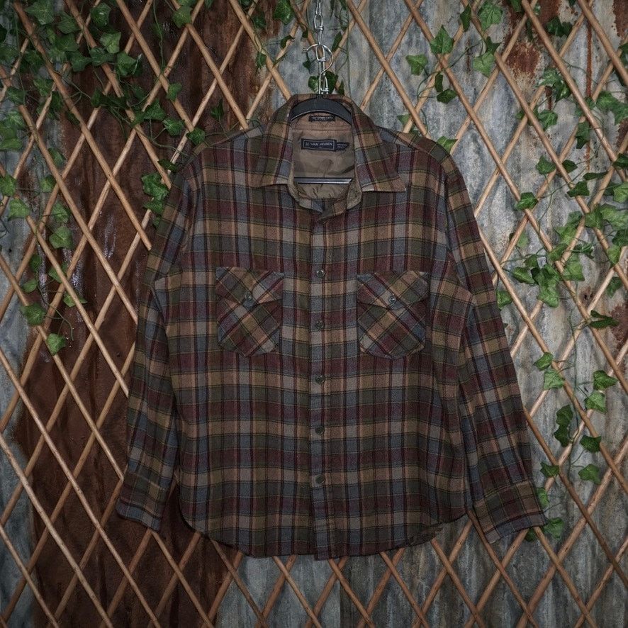 Van Heusen Large - Vintage Y2K Van Heusen plaid brown 1990s button up Size US L / EU 52-54 / 3 - 1 Thumbnail