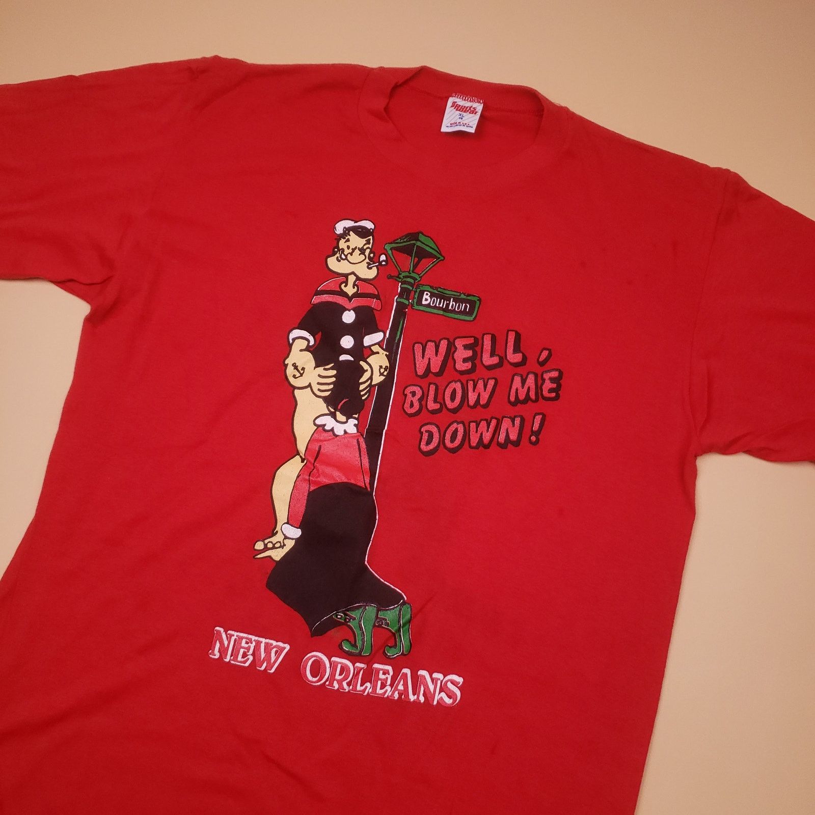 Vintage Vintage 80s Well, Blow Me Down! New Orleans Popeye Funny Tee Size US XL / EU 56 / 4 - 3 Thumbnail