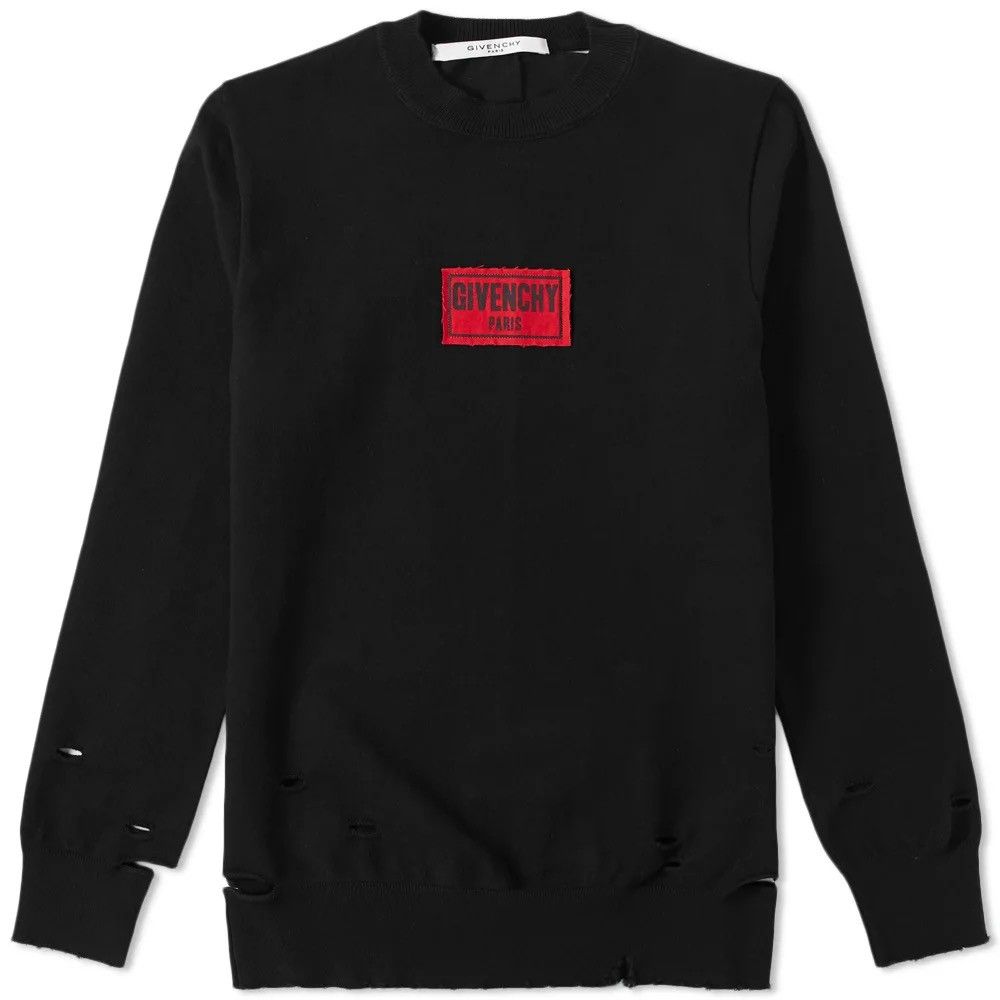 Givenchy Givenchy Paris Box Logo Distressed Sweatshirt Sz L Pullover Size US L / EU 52-54 / 3 - 2 Thumbnail