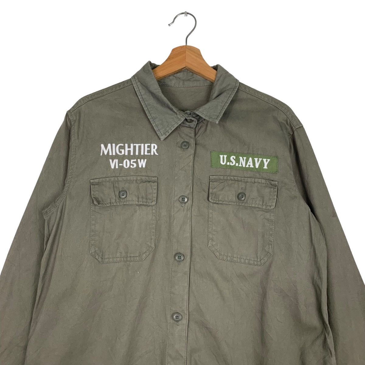Vintage Mightier V1-05 W US Navy Stay Hungry Shirt #0257-C12 Size US M / EU 48-50 / 2 - 2 Thumbnail
