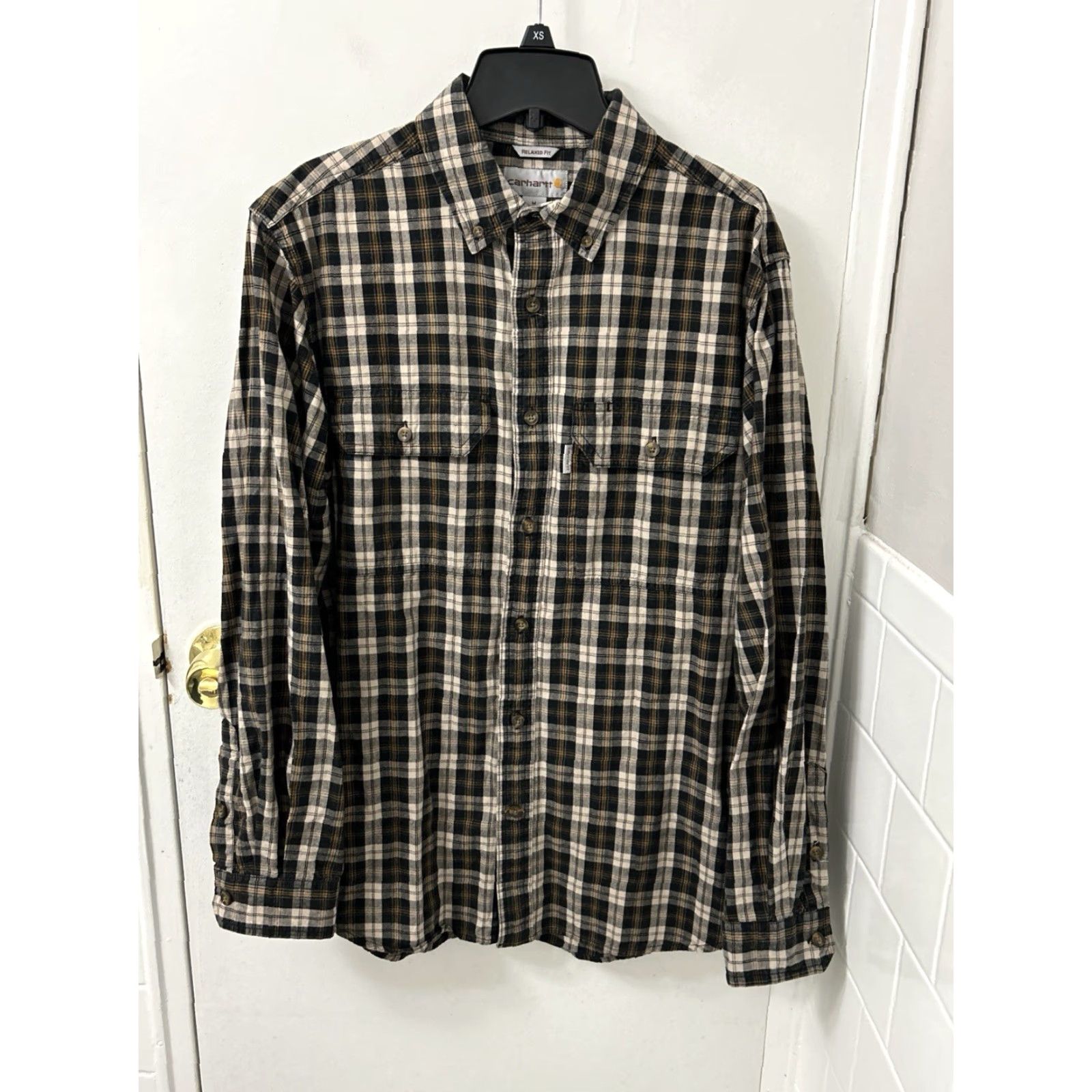 Carhartt Carhartt Shirt Mens M Brown Oxford Plaid Relaxed Button Down L/S Pockets 102214 Size US M / EU 48-50 / 2 - 2 Thumbnail