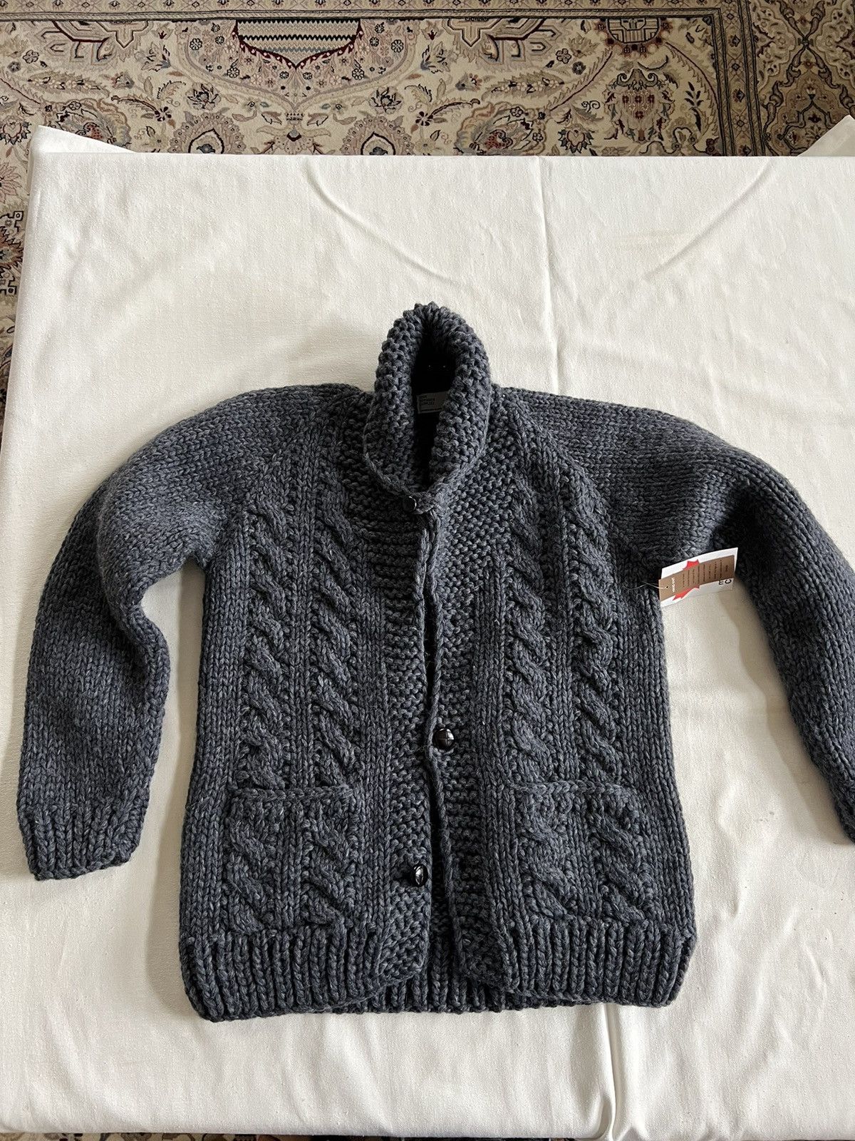 image of Four Horsemen Hand Knit Cardigan - Made In Canada in Grey, Men's (Size Medium)