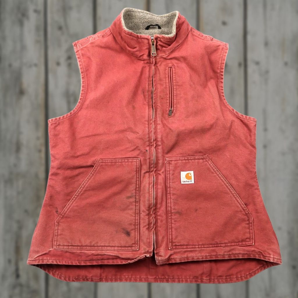 Carhartt VINTAGE Carhartt Vest Women’s L Pink Lined Sherpa WV001 VRS Regular Size L / US 10 / IT 46 - 1 Thumbnail