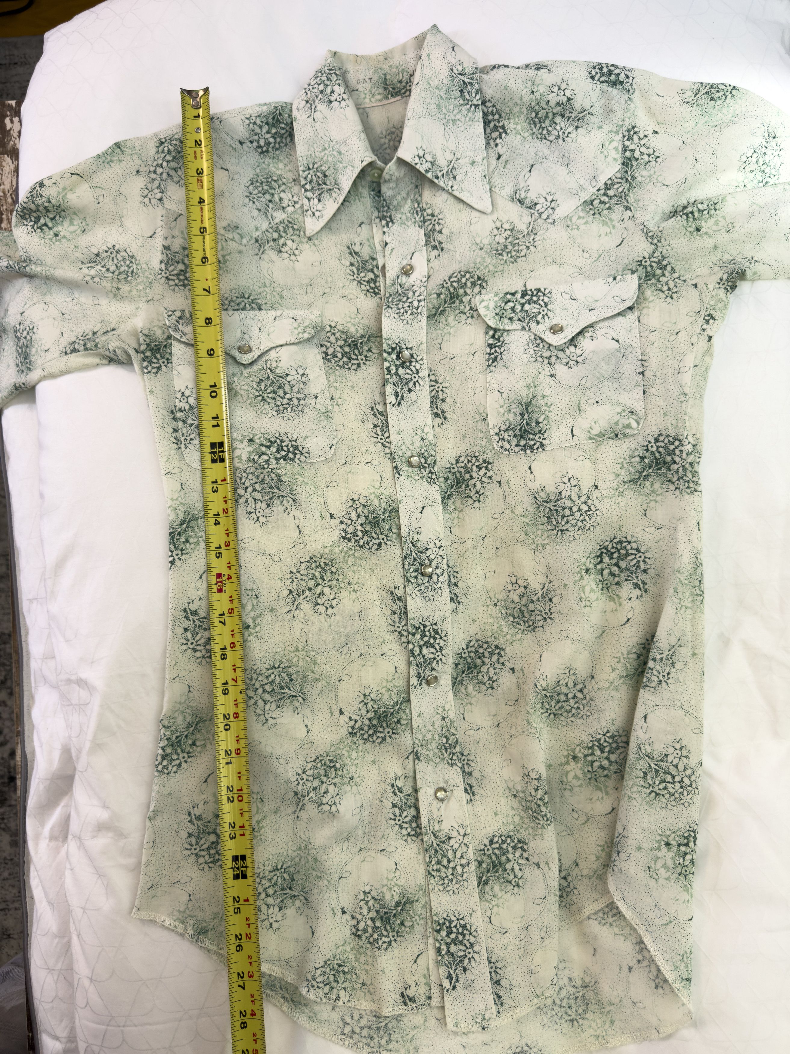 Other Vintage 70s Floral Western Button Up Shirt Pearl Snap Size US M / EU 48-50 / 2 - 11 Thumbnail