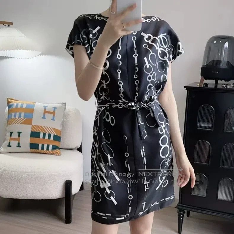 Hermes Hermes Chain Pattern Short Sleeve Dress Size XS / US 0-2 / IT 36-38 - 6 Thumbnail