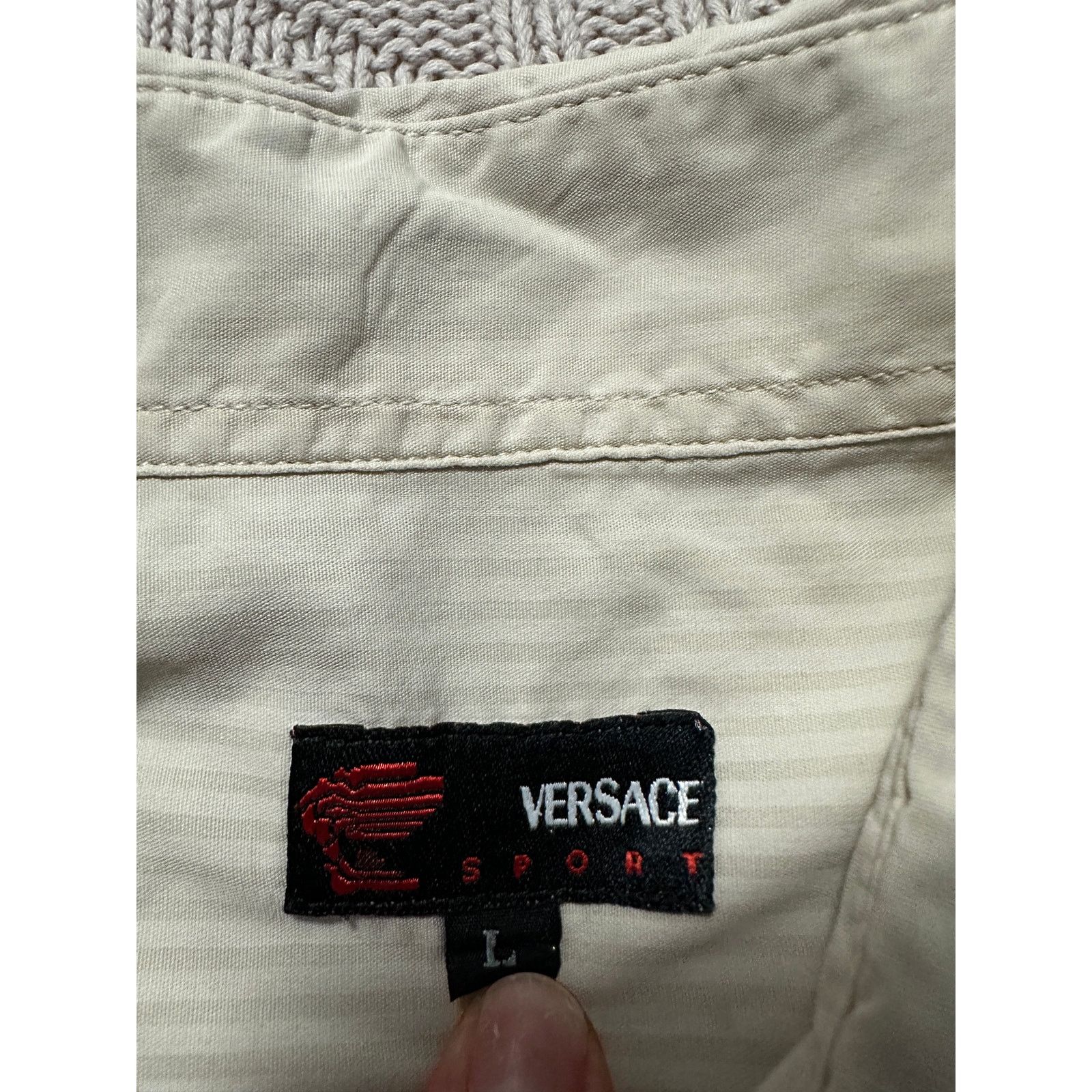 Versace Versace cream damask stripe short sleeve button down size L Size US L / EU 52-54 / 3 - 5 Thumbnail