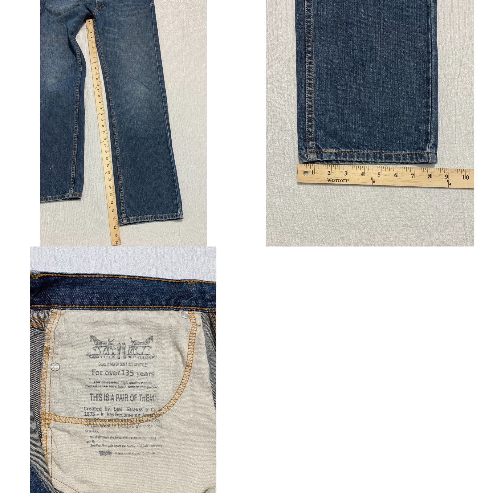 Levi's VINTAGE Levi's 505 Regular Fit Jeans Men’s 34x34 Blue Whiskers 90s Cowboy USA 5-Pocket Denim Straight Solid Medium Wash - Mens Size US 34 / EU 50 - 8 Thumbnail