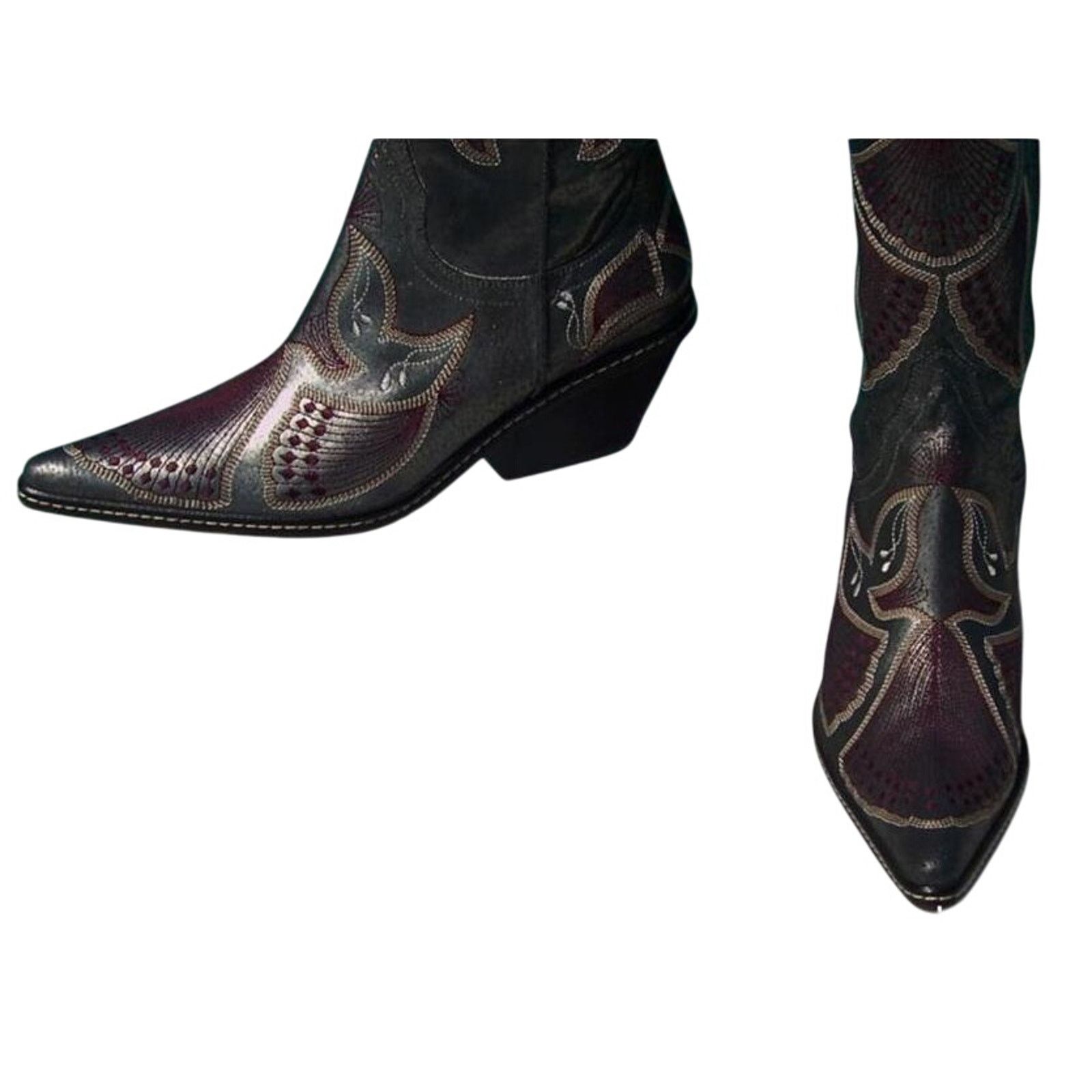Donald Pliner Donald Pliner Western Black Metallic Leather Boot $750 NWT Size US 6.5 / IT 36.5 - 2 Thumbnail