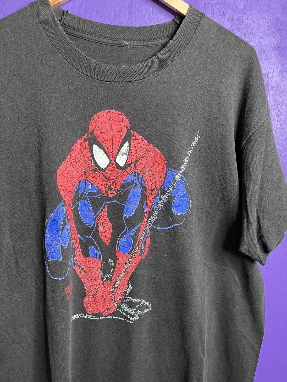 Marvel Comics × Vintage Vintage 1993 Marvel Spider-Man swinging t-shirt Size US XL / EU 56 / 4 - 3 Thumbnail