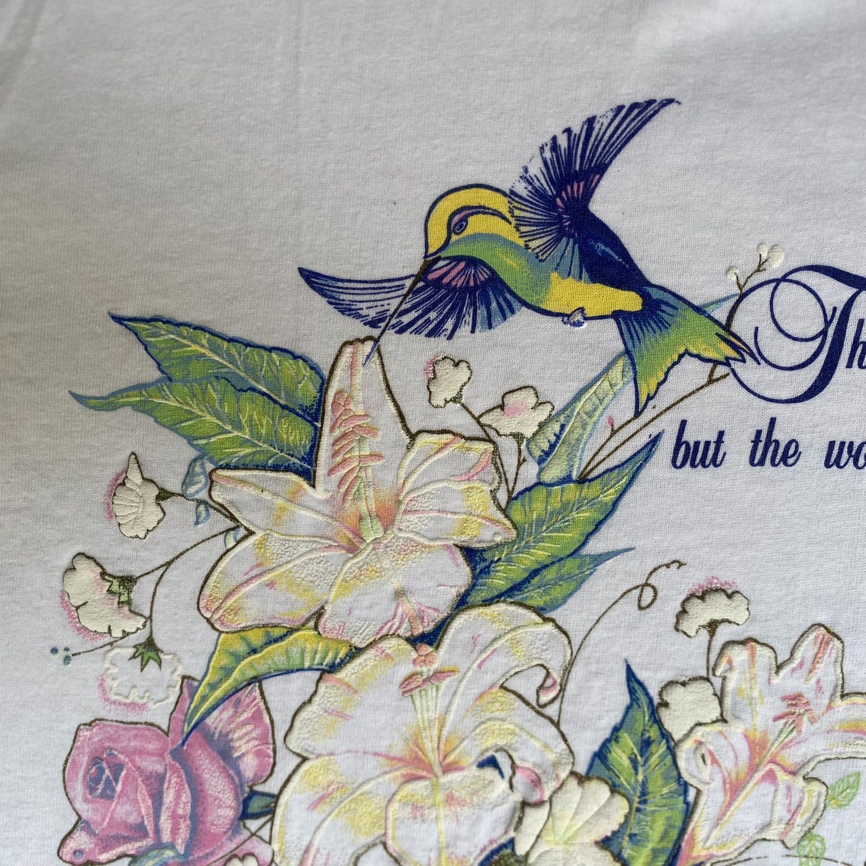 Vintage Vintage 90s Floral Nature Shirt Cute Birds Flowers God Tee Size US M / EU 48-50 / 2 - 4 Thumbnail