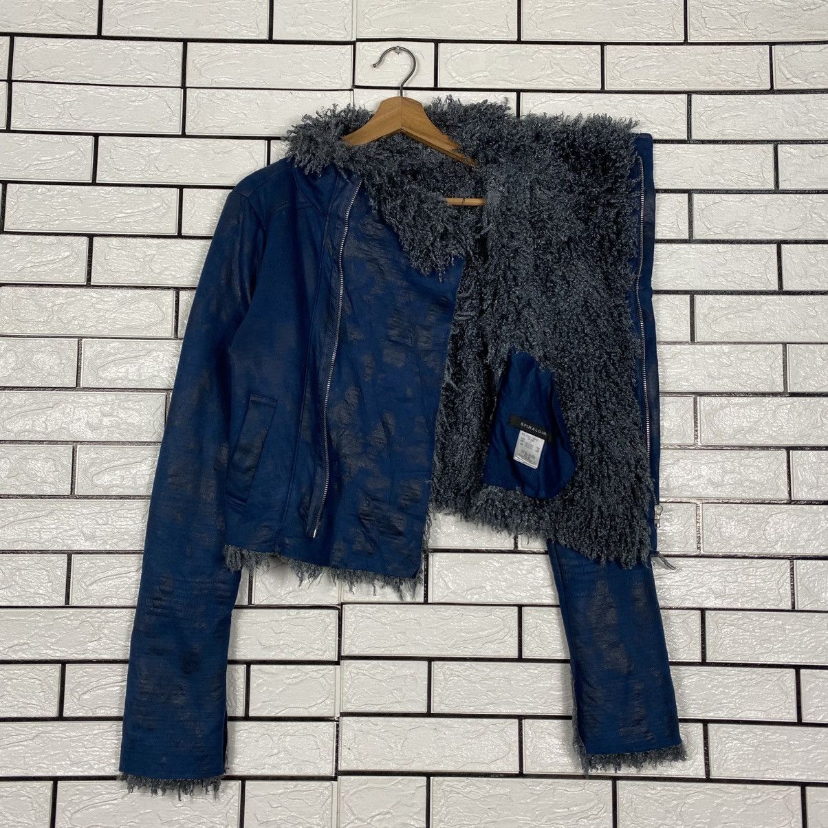 Japanese Brand Cropped Parachute Leather Jacket Spiralgirl Faux Fur Blanket Size M / US 6-8 / IT 42-44 - 12 Thumbnail