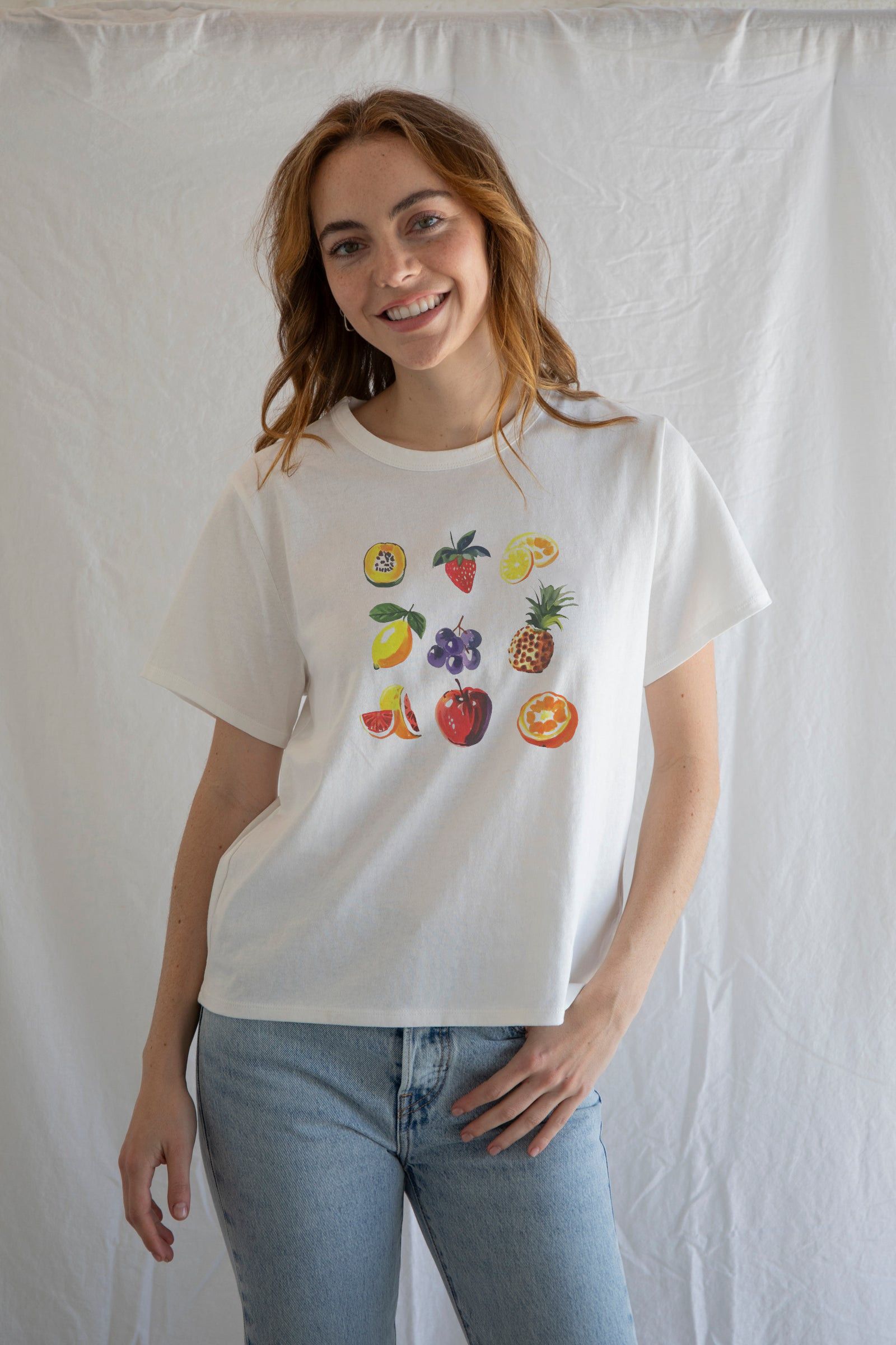 Designer × Vintage Fruit Salad Tee – Playful Summer Fruit Graphic T-Shirt Size S / US 4 / IT 40 - 1 Thumbnail