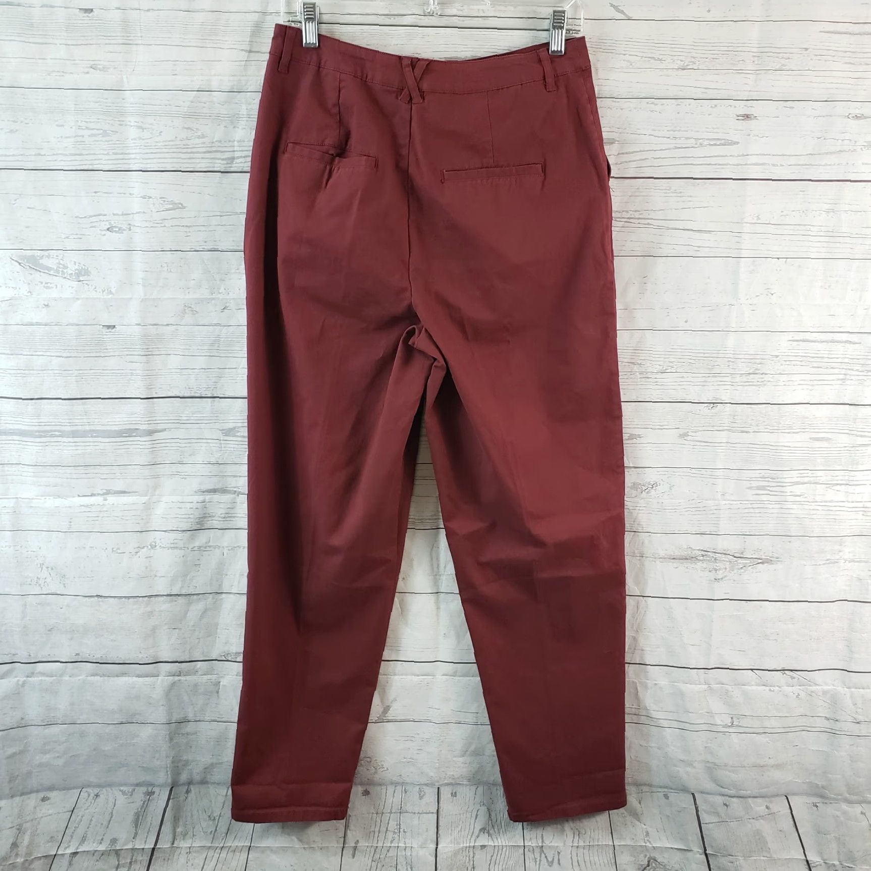 Asos ASOS Womens Pants, 6, High Rise Chino, Red, Cotton Blend, Tapered Leg, 28.5 Inseam, Regular, Brick Red, Womens Size 28" / US 6 / IT 42 - 4 Thumbnail