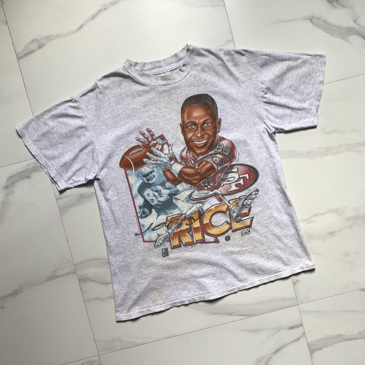 NFL × Vintage Sick Rare! Vintage 1996 Jerry Rice Cartoon T-Shirt Size US L / EU 52-54 / 3 - 3 Thumbnail