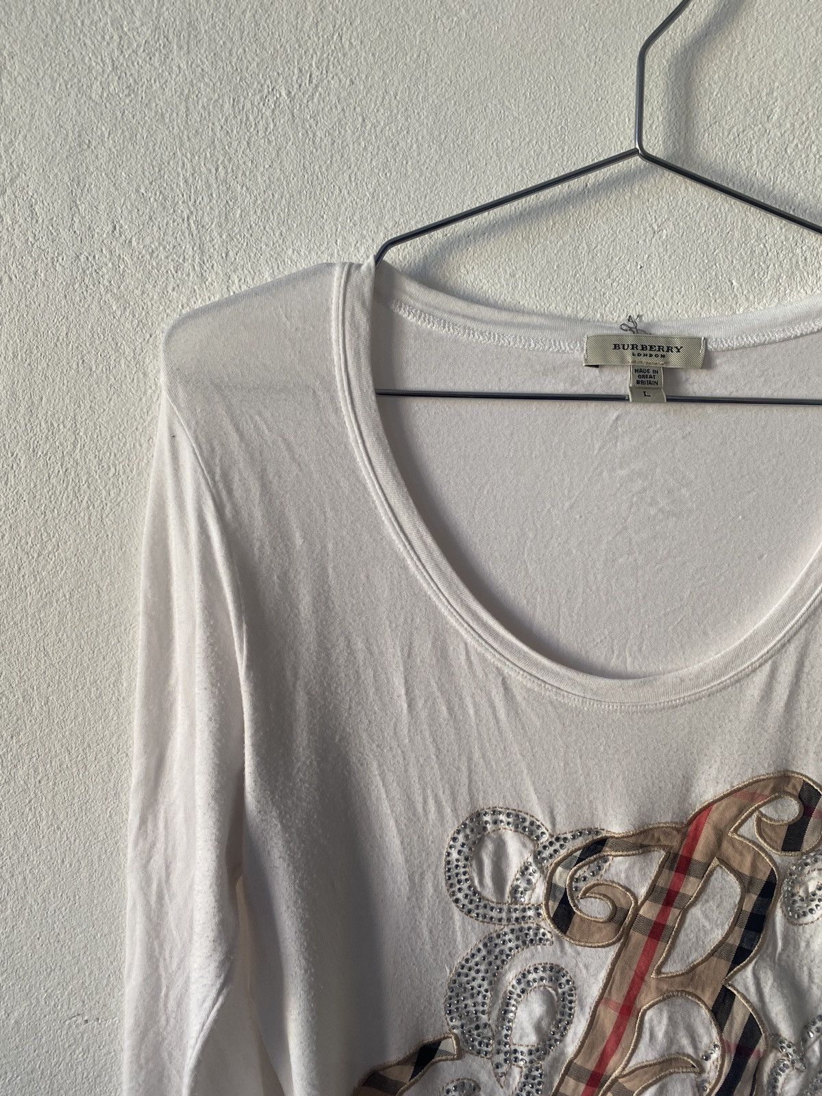 Burberry × Japanese Brand Woman’s Burberry V-Neck Big Logo Blouse Size L / US 10 / IT 46 - 5 Thumbnail