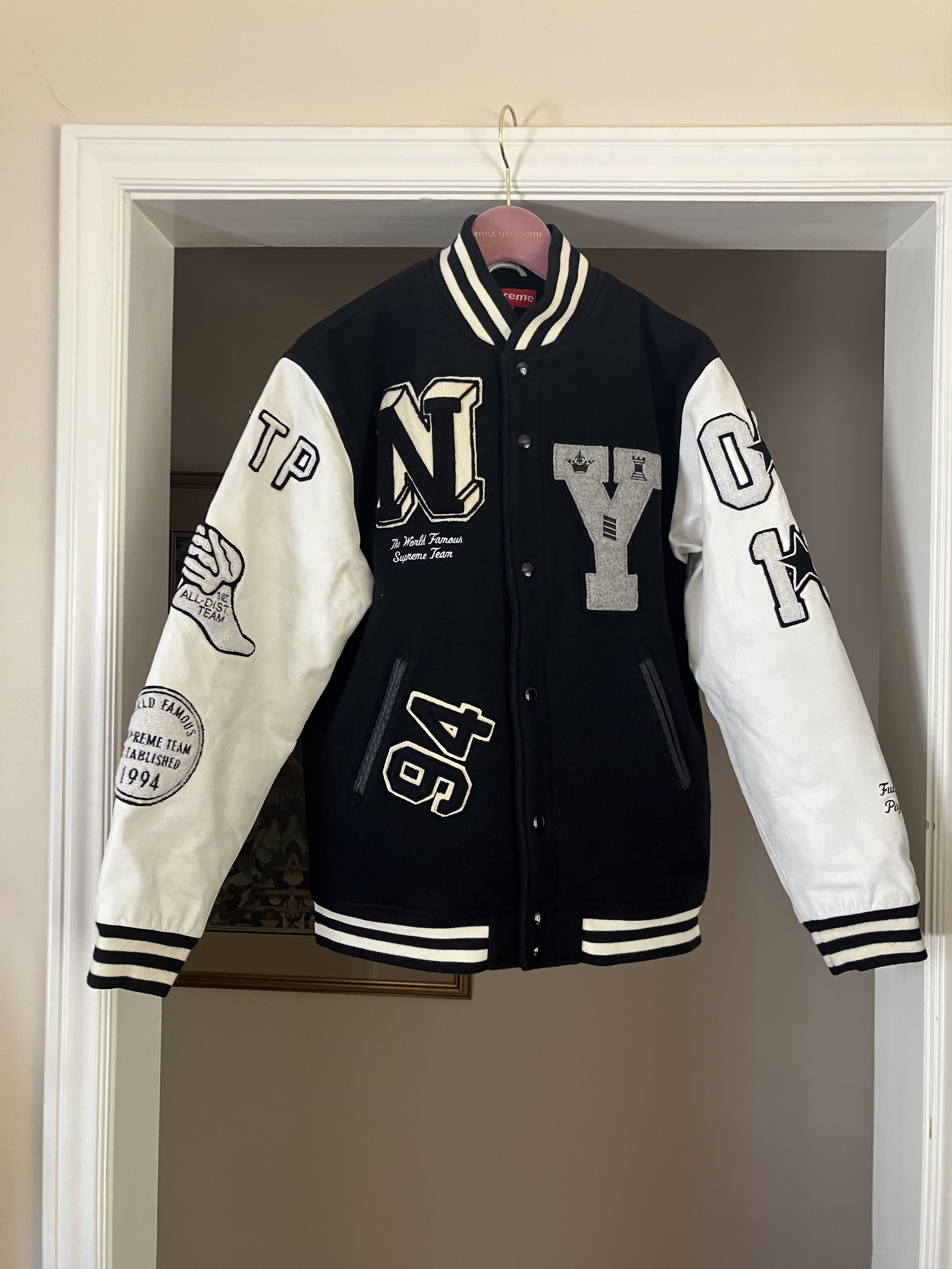 image of Supreme 2006 All City Varsity Baseball Jacket in Black, Men's (Size Large)